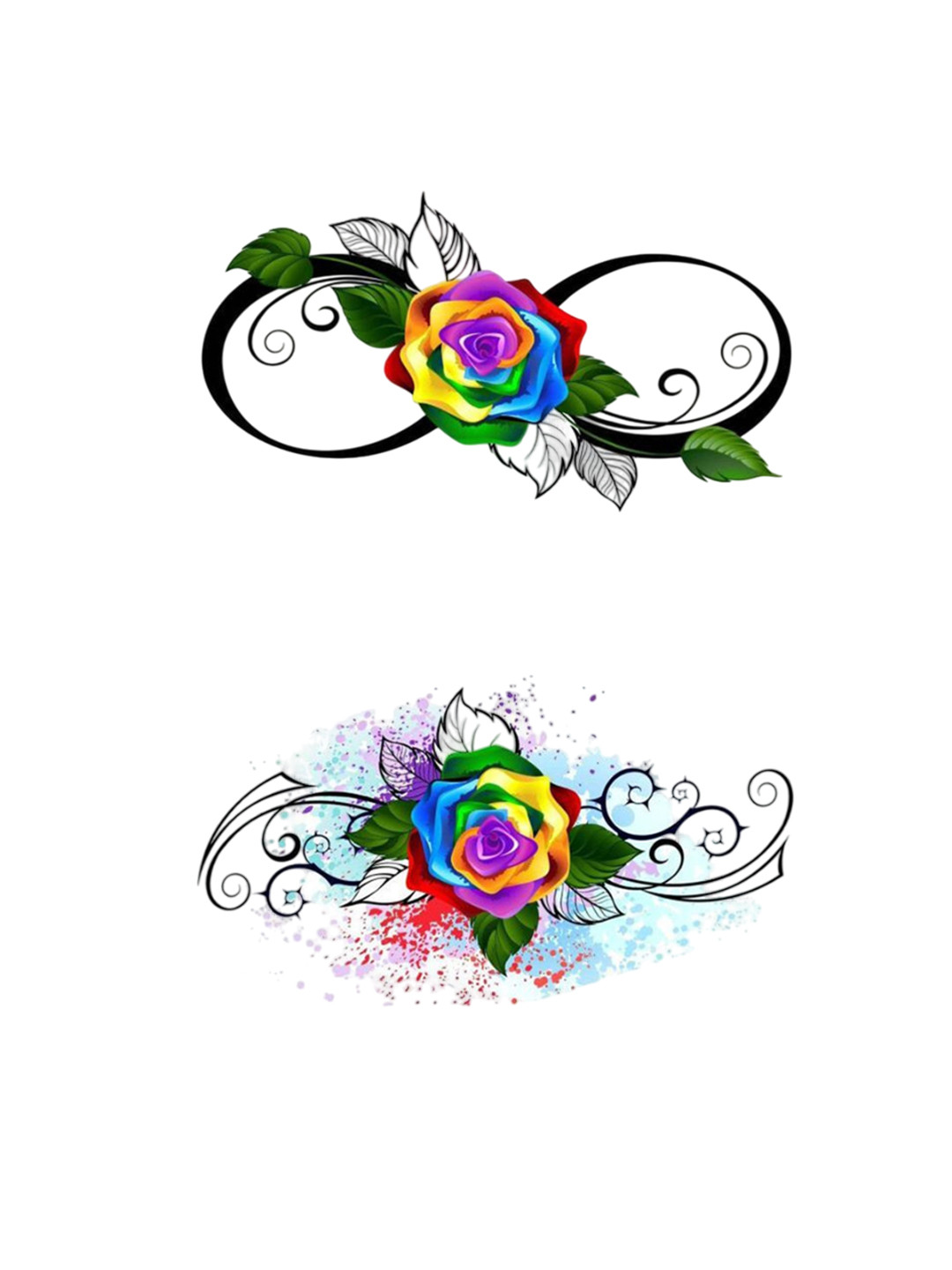 VOORKOMS Set Of 2 Matte Finish Realistic Semi Temporary Waterproof Body Tattoos