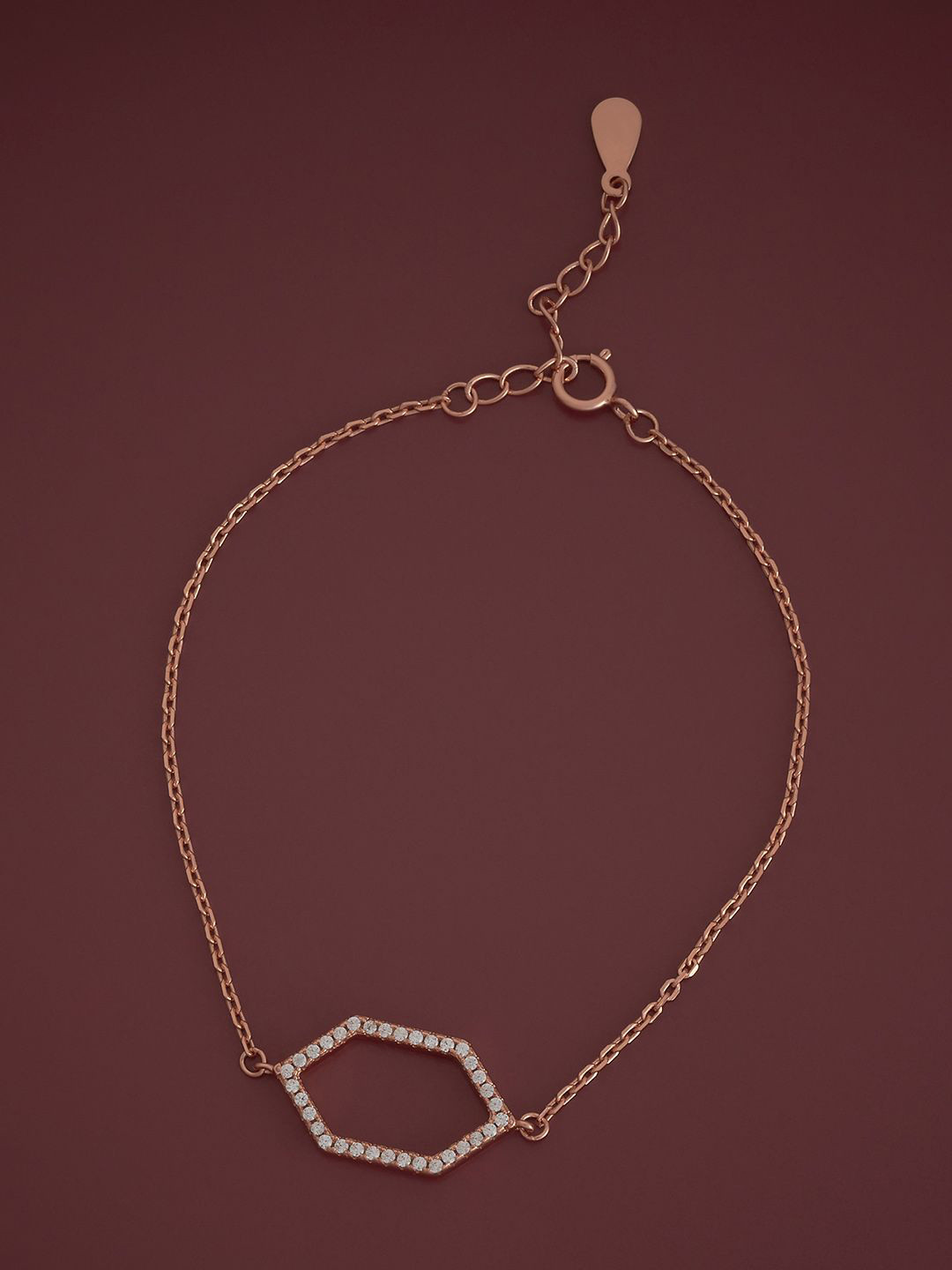 Kushal's Fashion Jewellery Women 92.5 SterlingSilver Rose Gold-Plated Zircon Link Bracelet