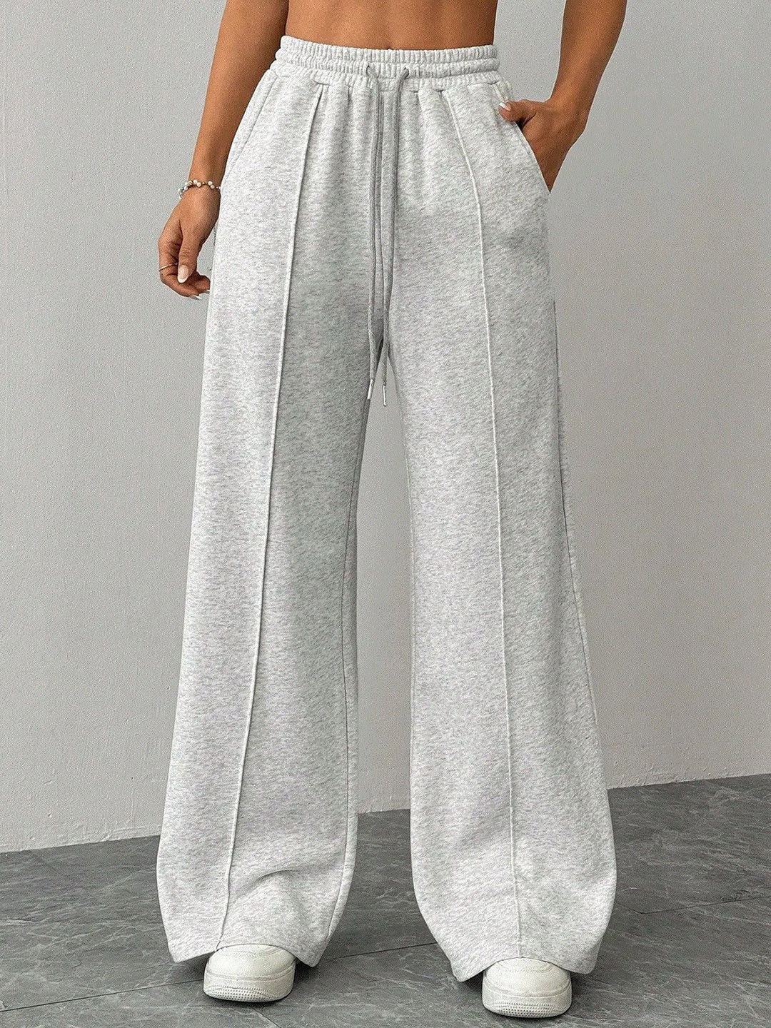 CLOTHINK INDIA Women Relaxed Wide Leg High-Rise Organic Cotton Parallel Trouser