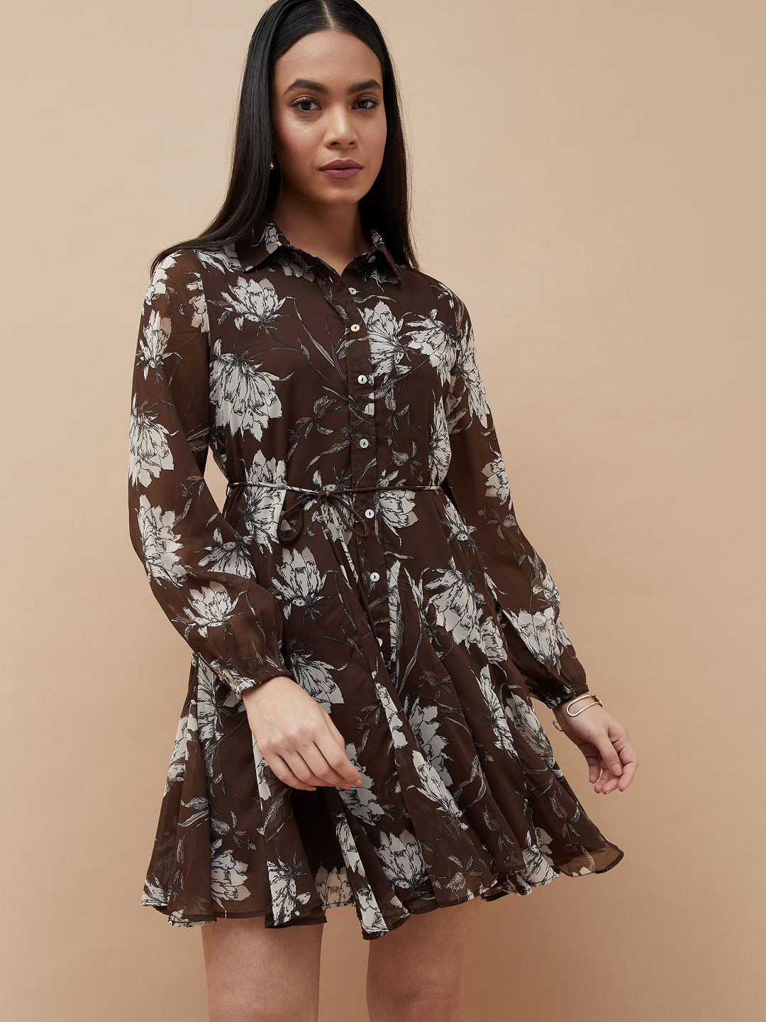 CODE by Lifestyle Women Floral Printed Shirt Mini Dress