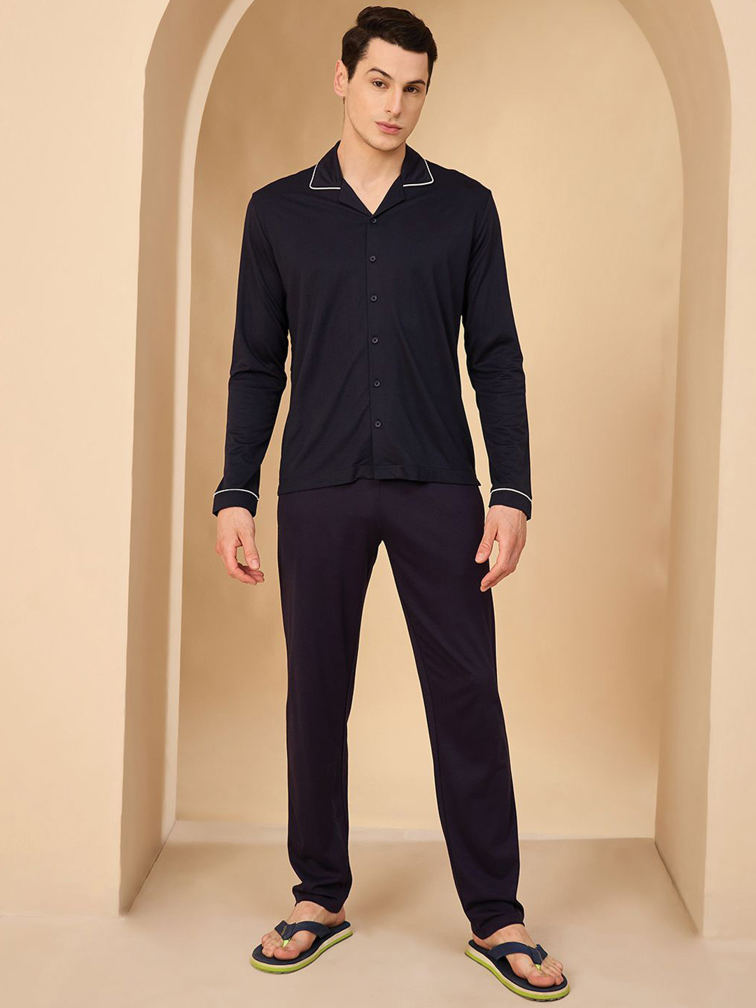 Sweet Dreams Men Shirt Collar Long Sleeves Shirt & Pyjamas Night suits