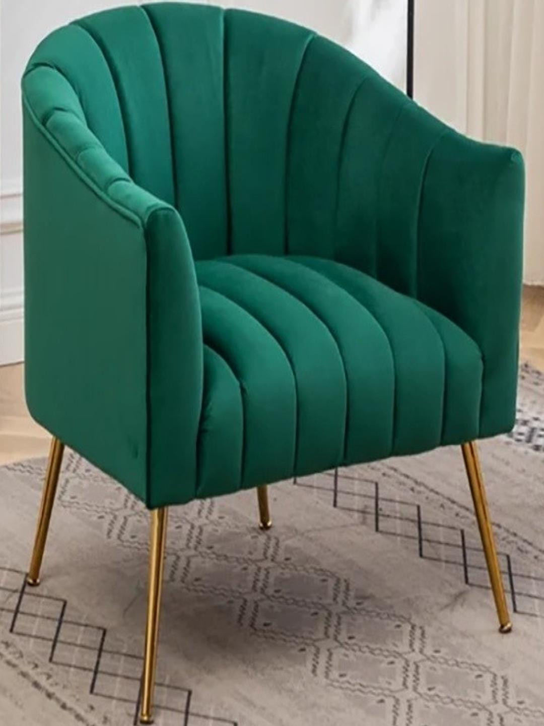 DOE BUCK Green Velvet Accent Shell-Back Armchair