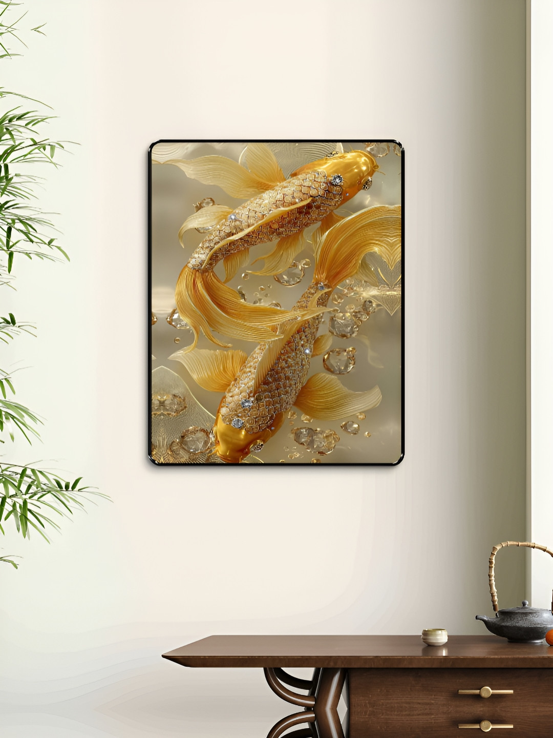 Livin'luxe Beige & Gold-Toned 3D Koi Fish Wall Art