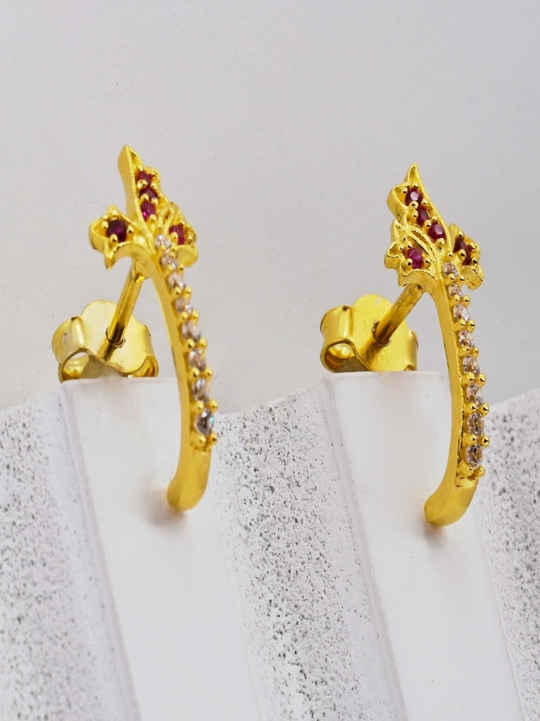 Vinayak Jewellers 925 Sterling Silver The Pink Bloom Sparkle Silver Earrings