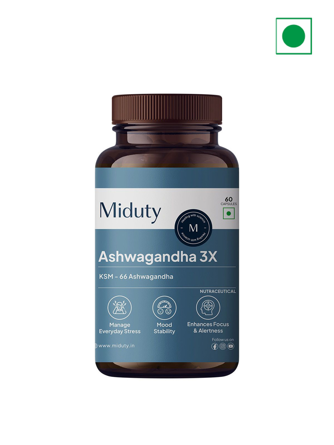 MIDUTY Ashwagandha 3X - 60 Capsules
