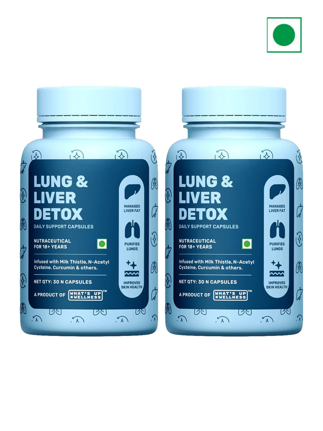 What's Up Wellness Set Of 2 Lung & Liver Detox Capsules - 30 Capsules Each
