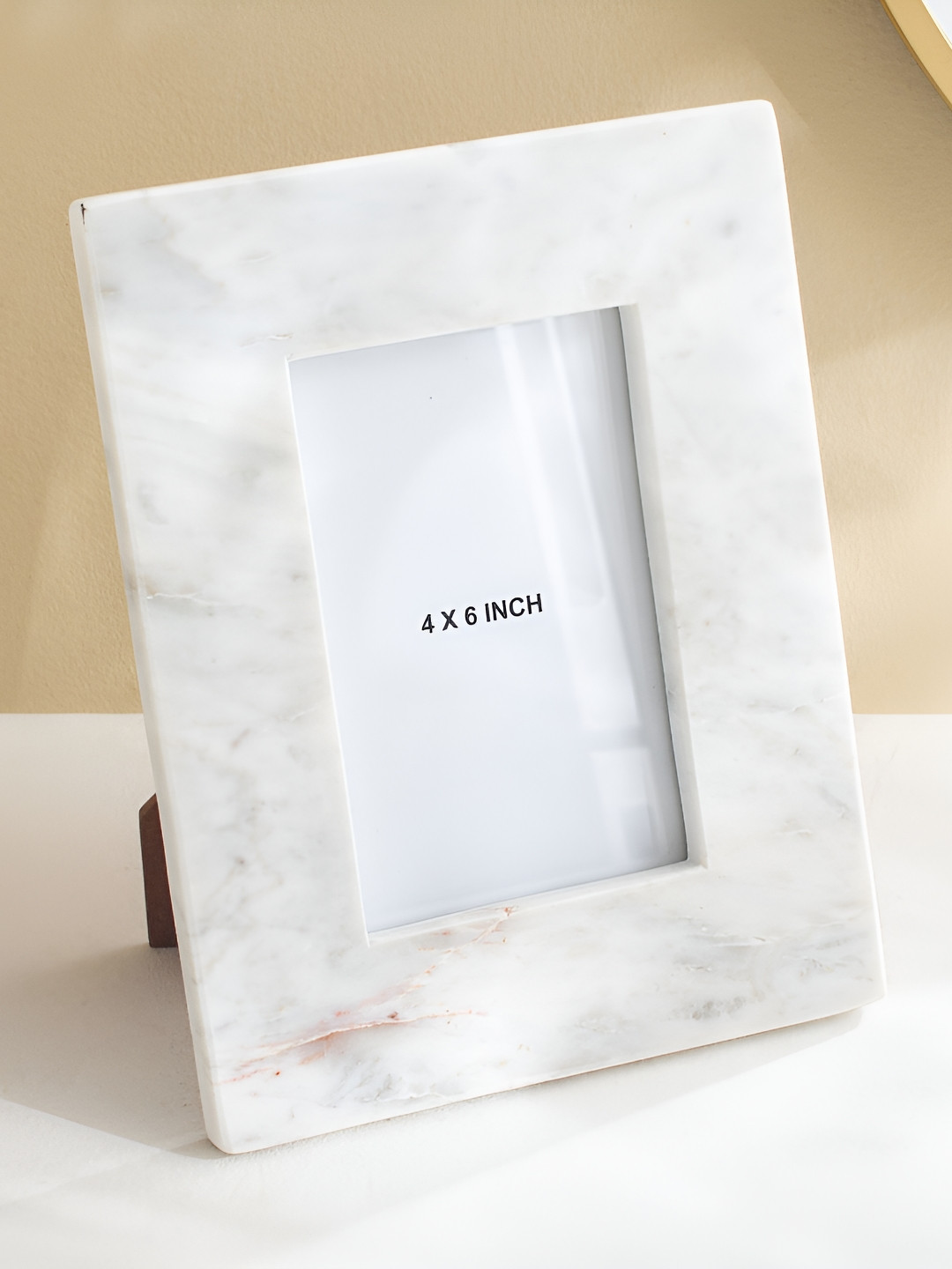 Home Centre Grantley Opt Onyxia White & Grey Marble Table Photo Frame