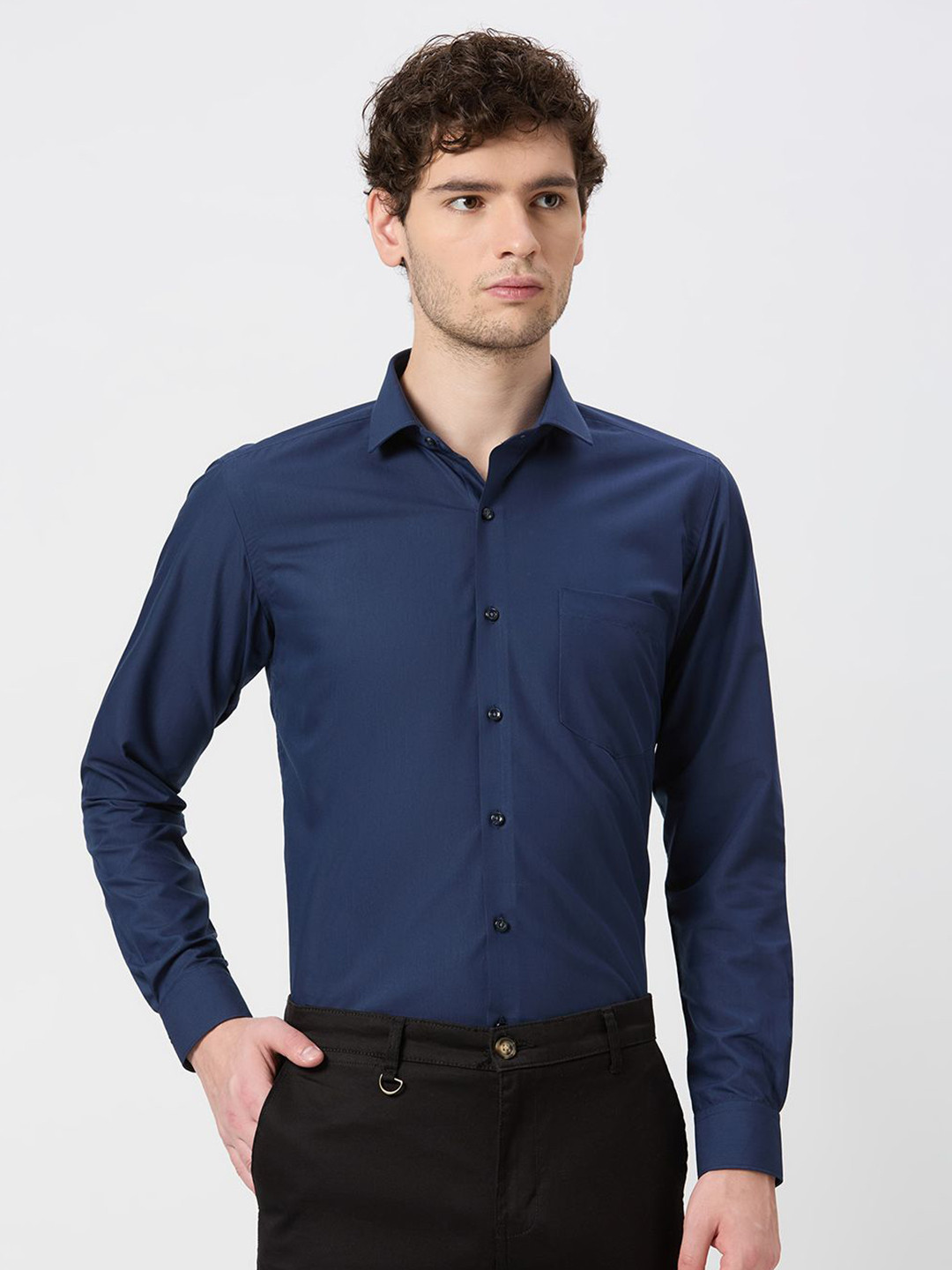 John Philips Classic Fit Spread Collar Cotton Shirt