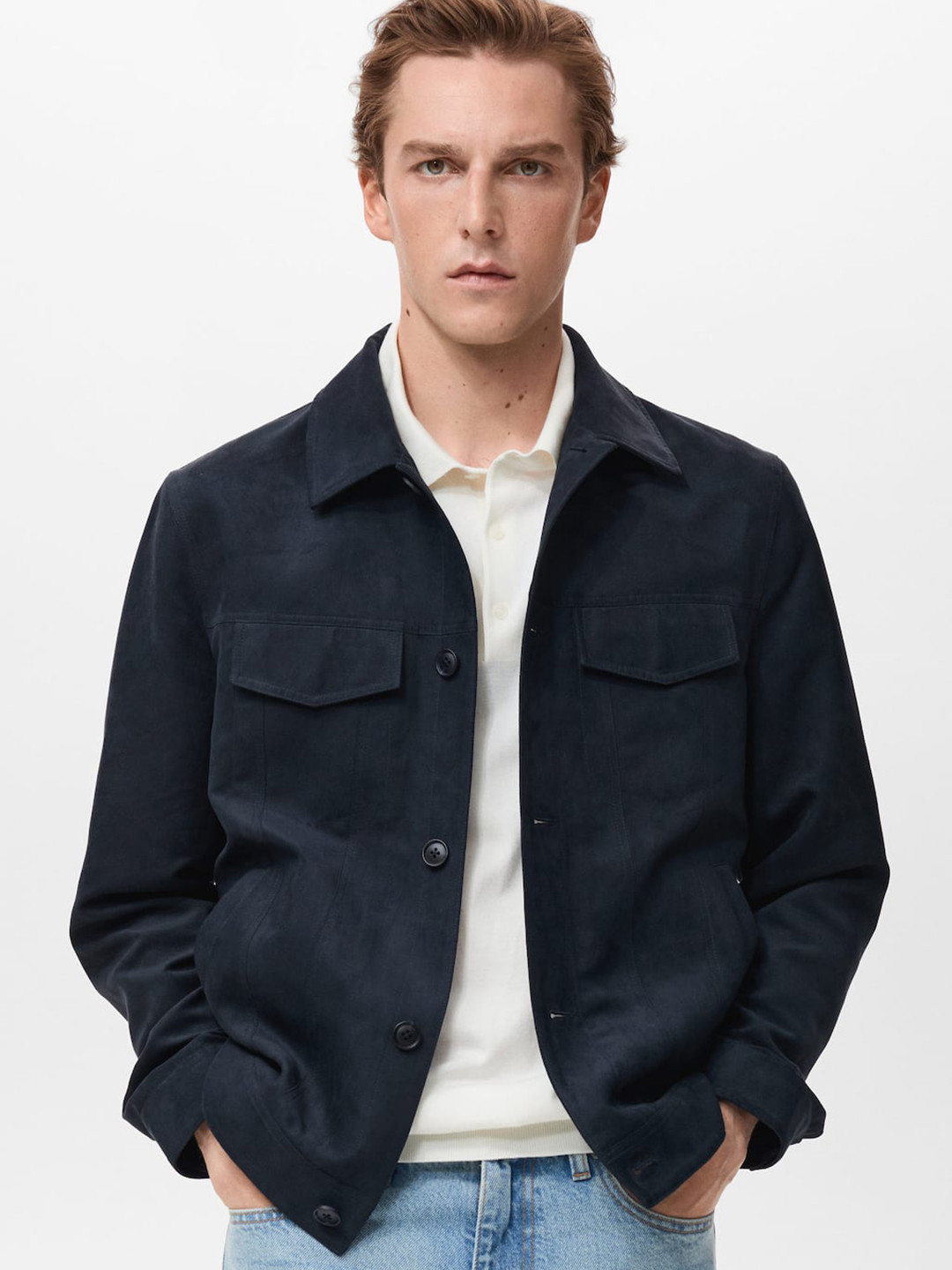 MANGO MAN Suede-Effect Tailored Jacket