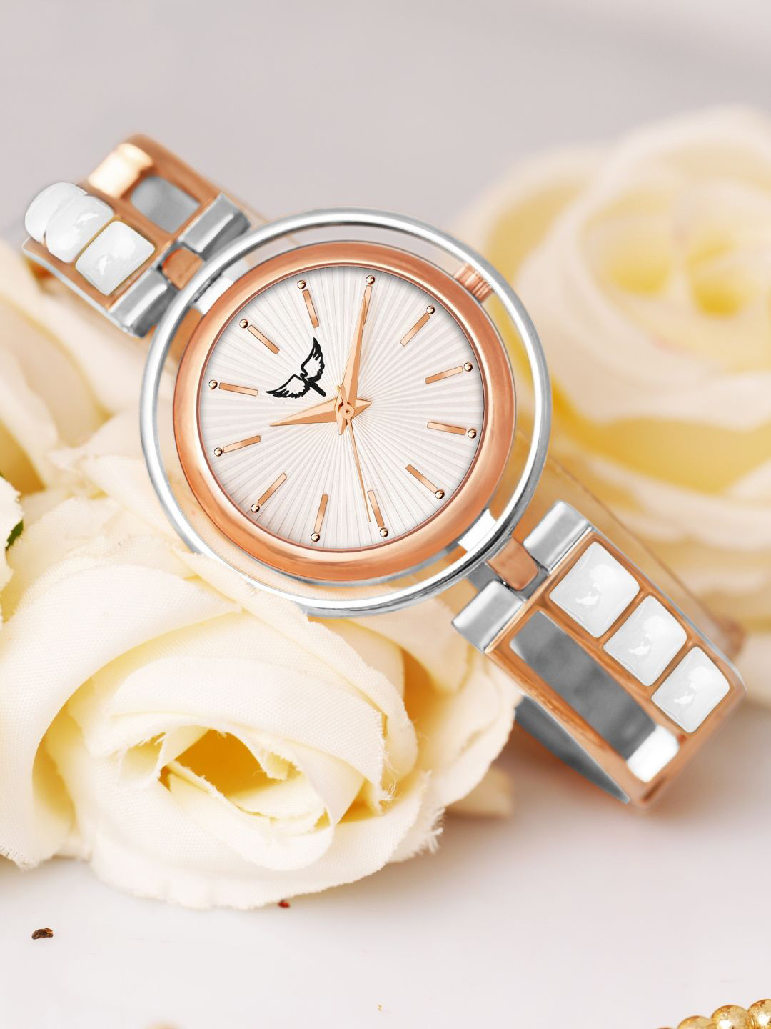 WHITE BIRD Women Dial & Bracelet Style Straps Analogue Watch H-5089 Rose Gold TT