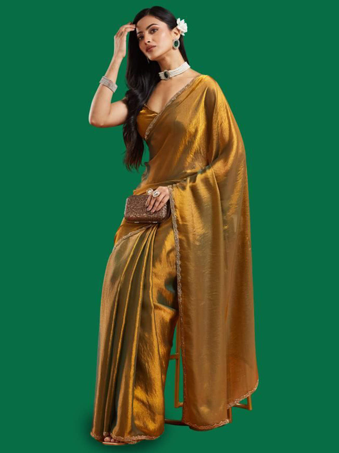 LOROFY Embroidered Border Art Silk Saree with Blouse Piece