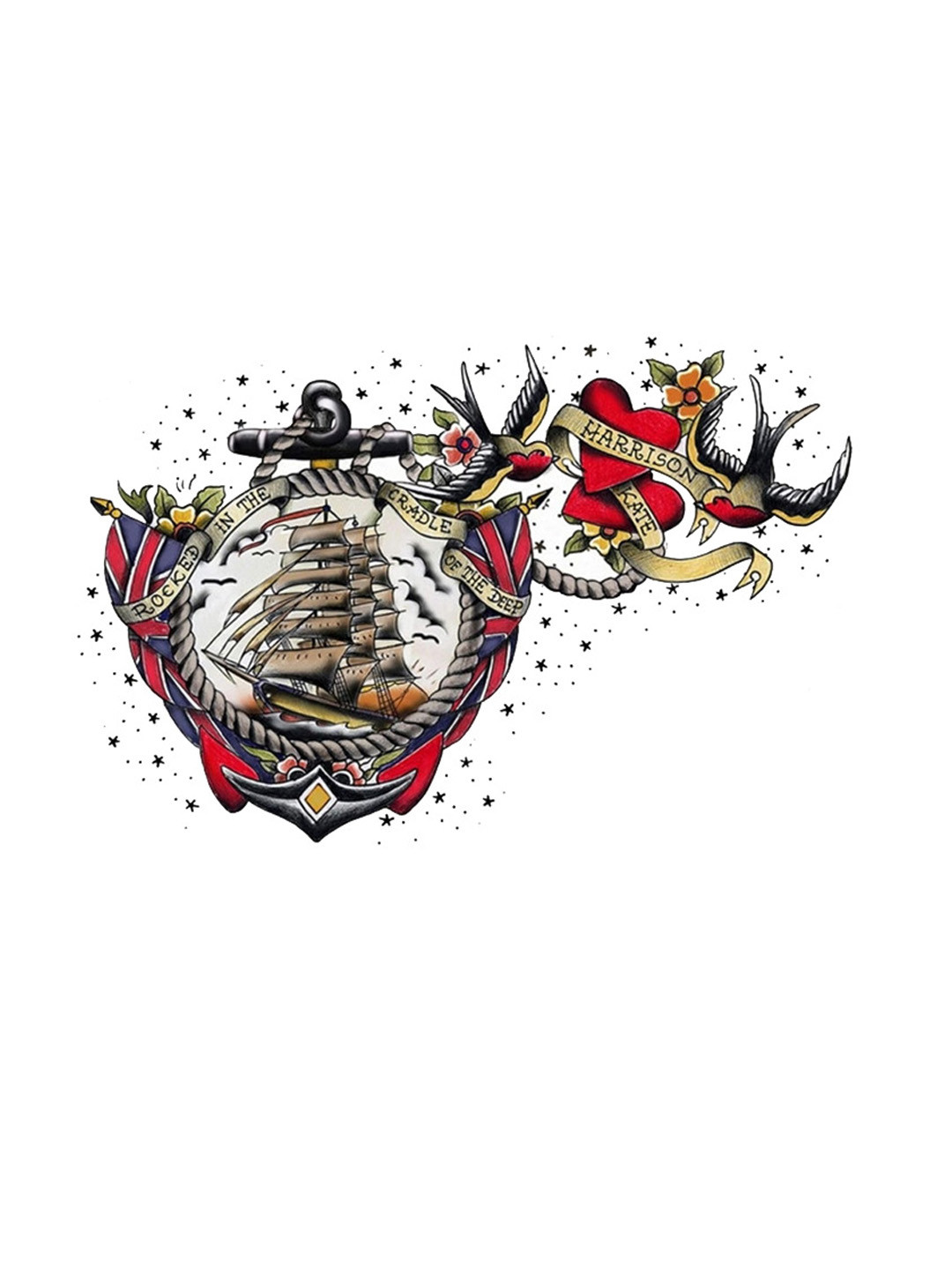 VOORKOMS Set Of 4 Matte Finish Realistic Semi Temporary Waterproof Body Tattoos