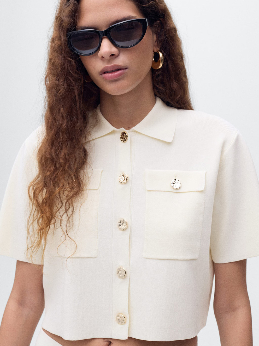 MANGO Jewel Button Knitted Shirt