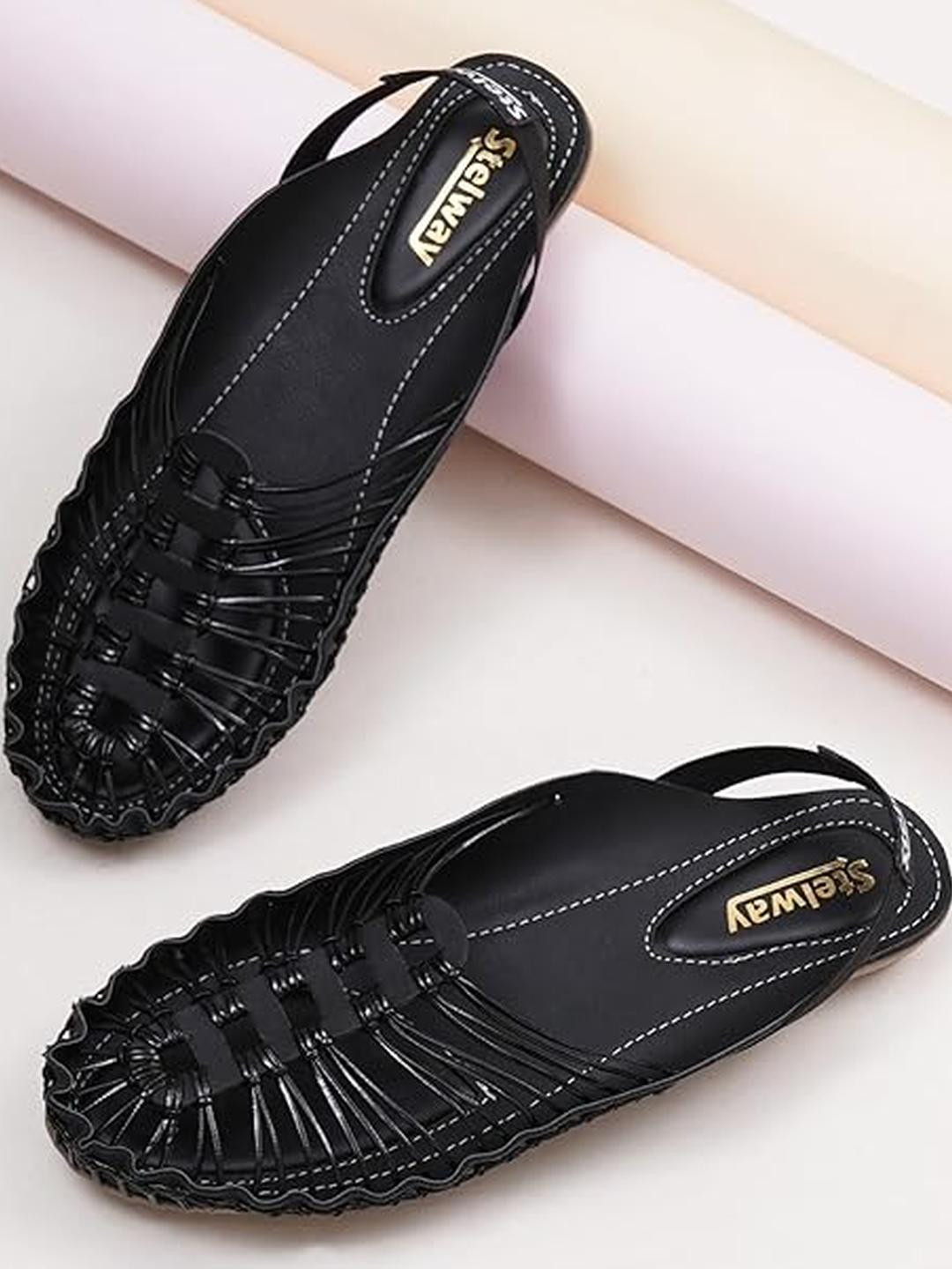 STELWAY Women Black Sandals