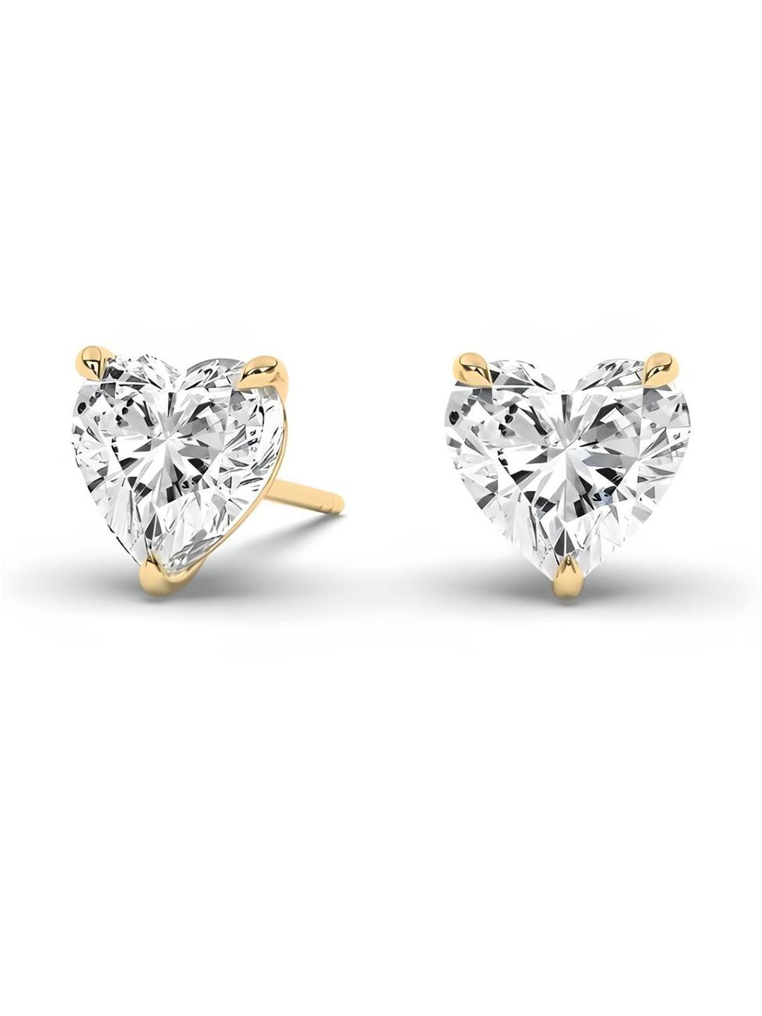 RAGABANDHA DESIGN STUDIO Women Gold Plated Heart Solitaire Silver Stud Earring