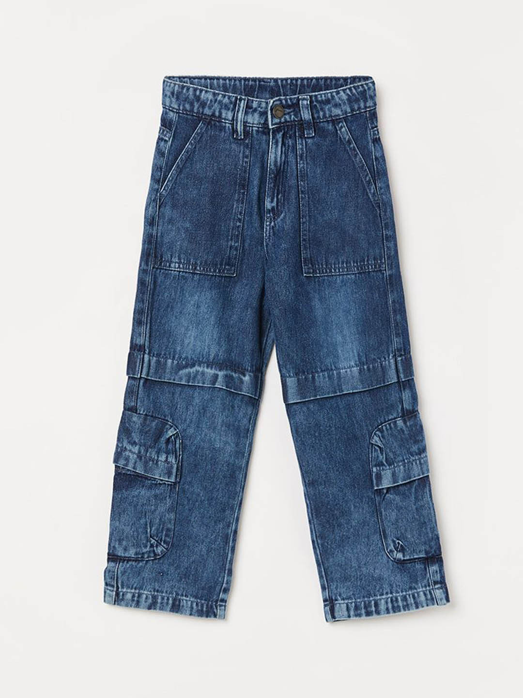 Fame Forever by Lifestyle Boys Regular Fit Mid-Rise Light Fade Cargo Styles Jeans