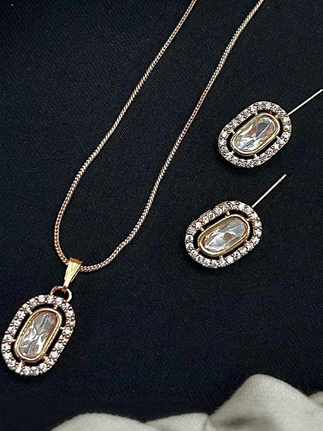 ANSHI ART Women Brass-Plated Antique Kundan Necklace & Earrings Jewellery Set
