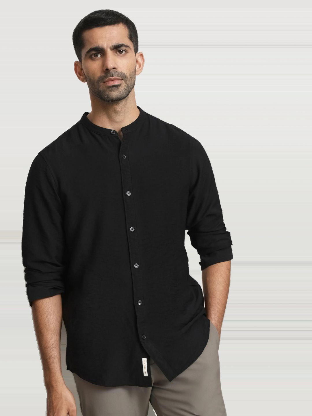 Mufti Slim Fit Mandarin Collar Shirt