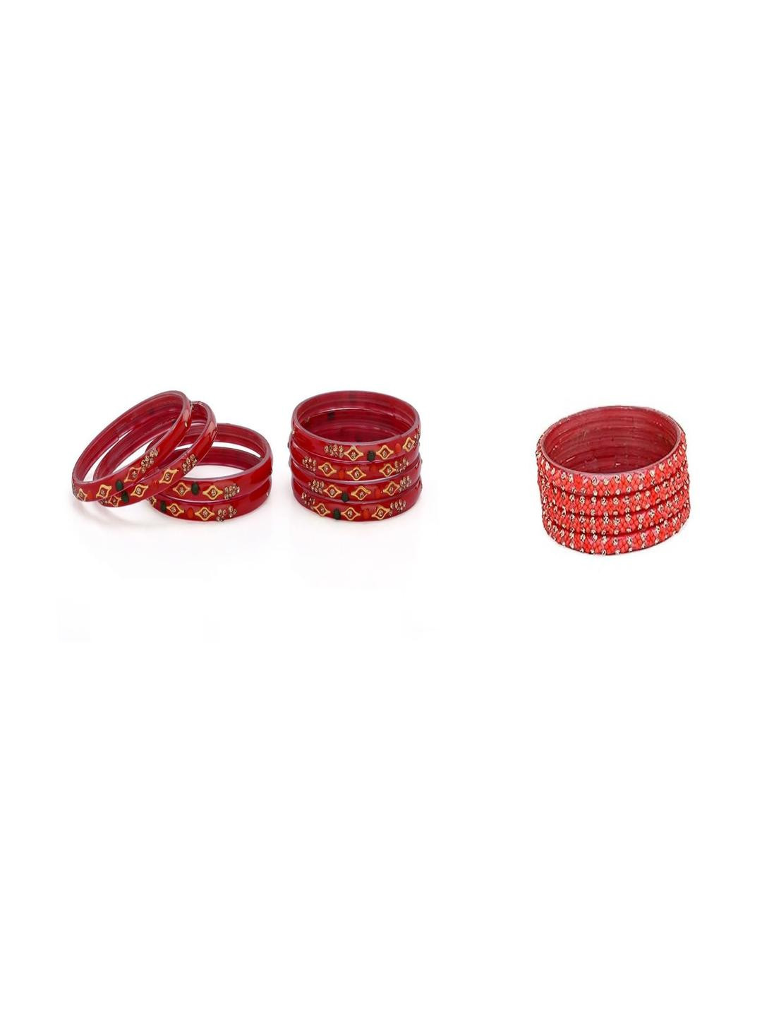 SOMIL Combo of 2 Red & Pink Colored Ethnic Handcrafted Traditional Bangles