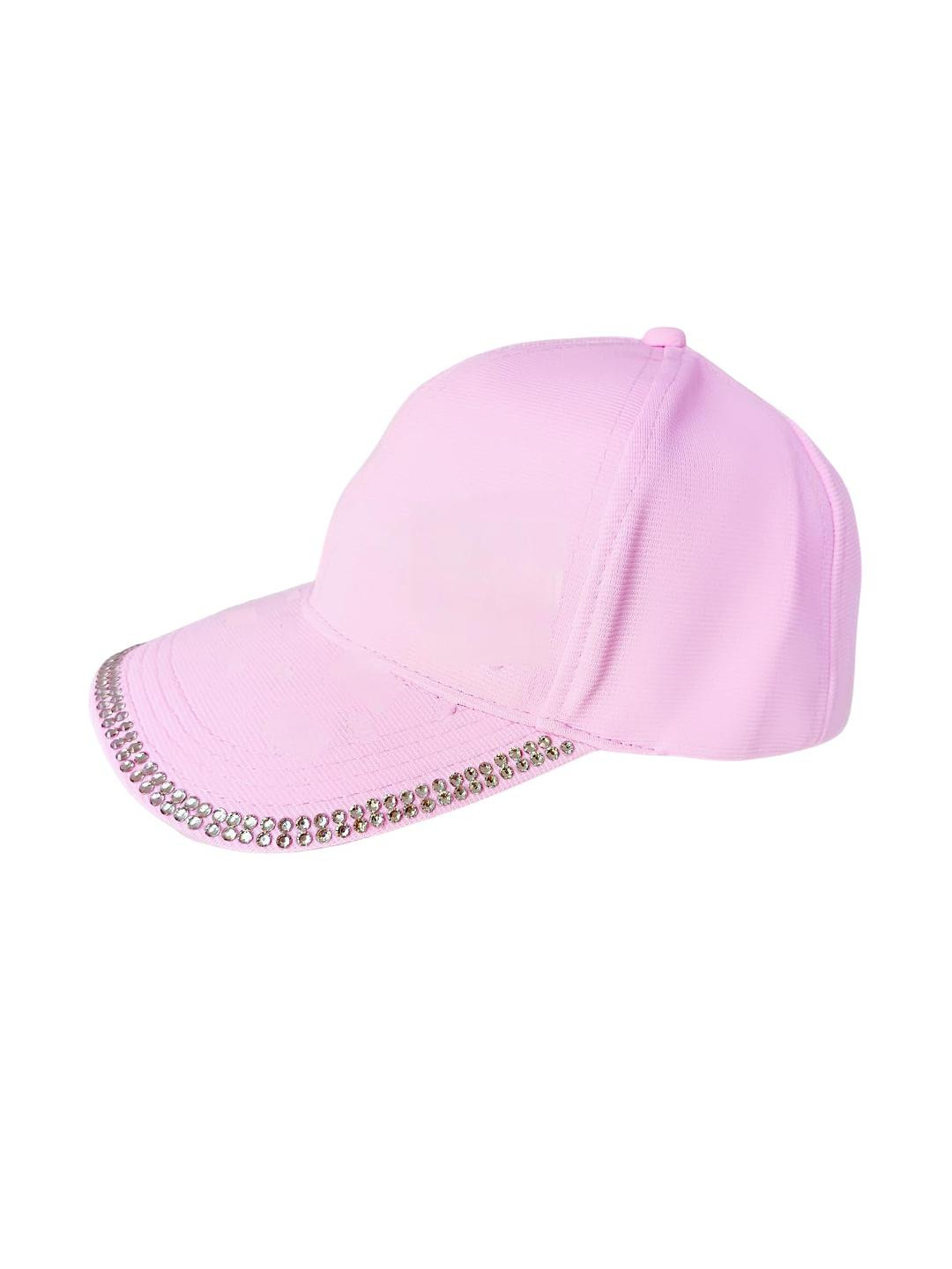 Trubliz Women Pink Embellished Cotton Baseball Cap