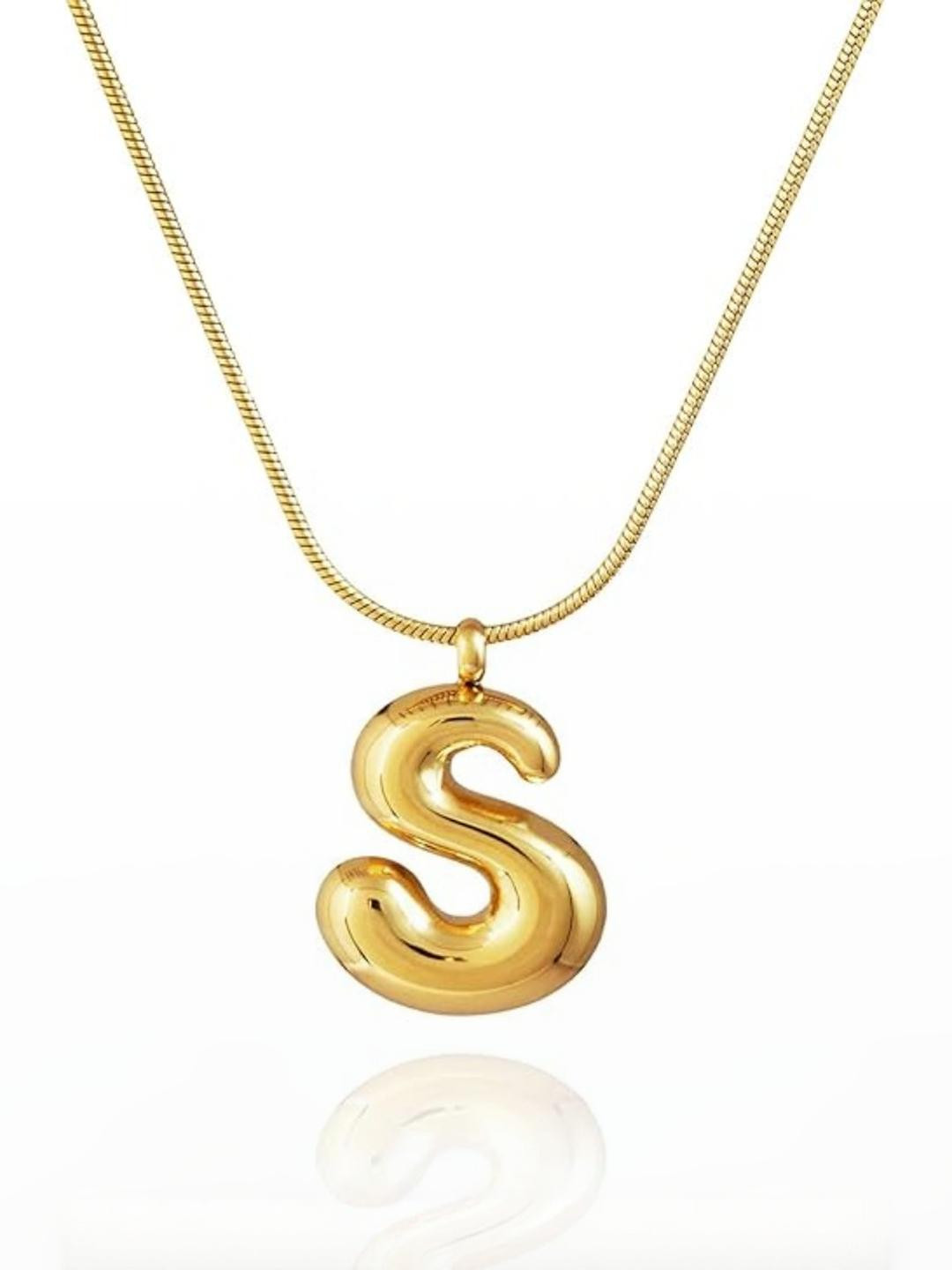 ARISTAL Jewellery Women Gold-Plated Stainless Steel Balloon Letter S Pendant With Chain