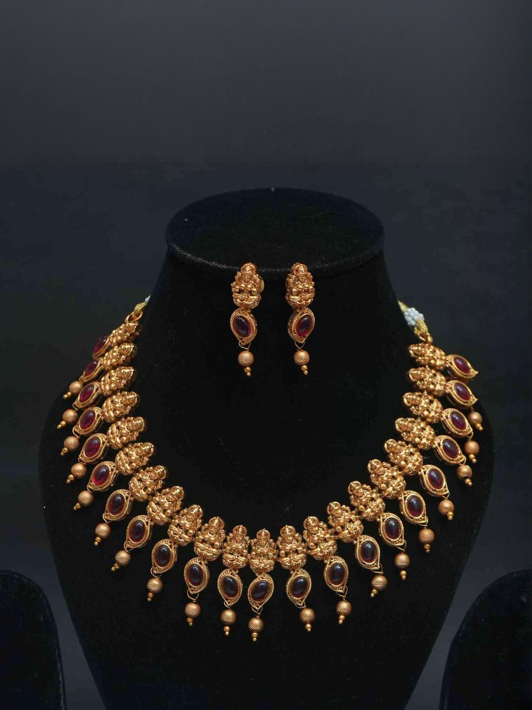 ANSHI ART Temple Drop Red Jewellery Set of 3