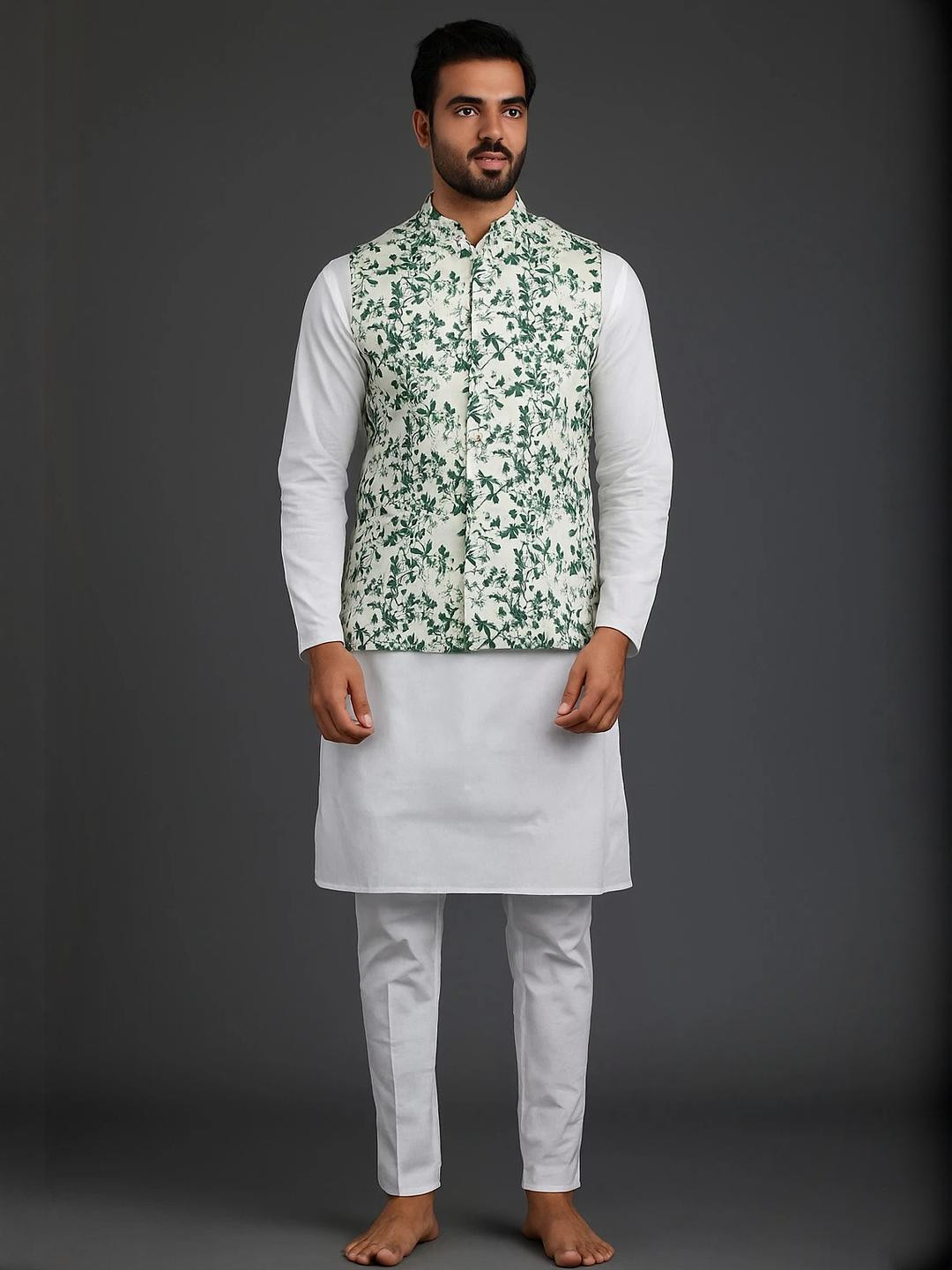 SHAHI ACHKAN Men Printed Cotton Silk Kurta & Trousers