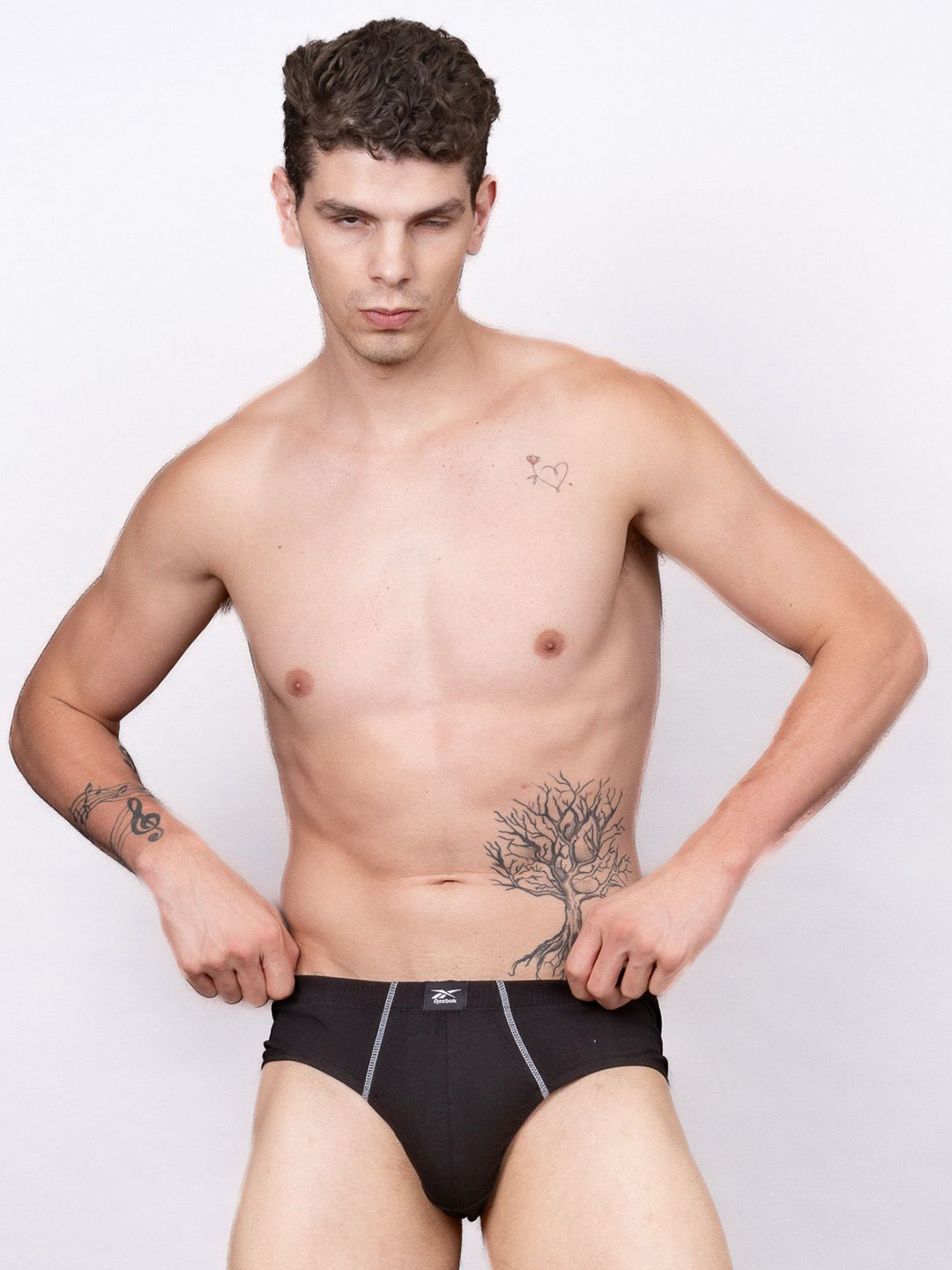 Reebok Men Pure Cotton Inner Elasticated Basic Briefs-CIEBF01-BLK