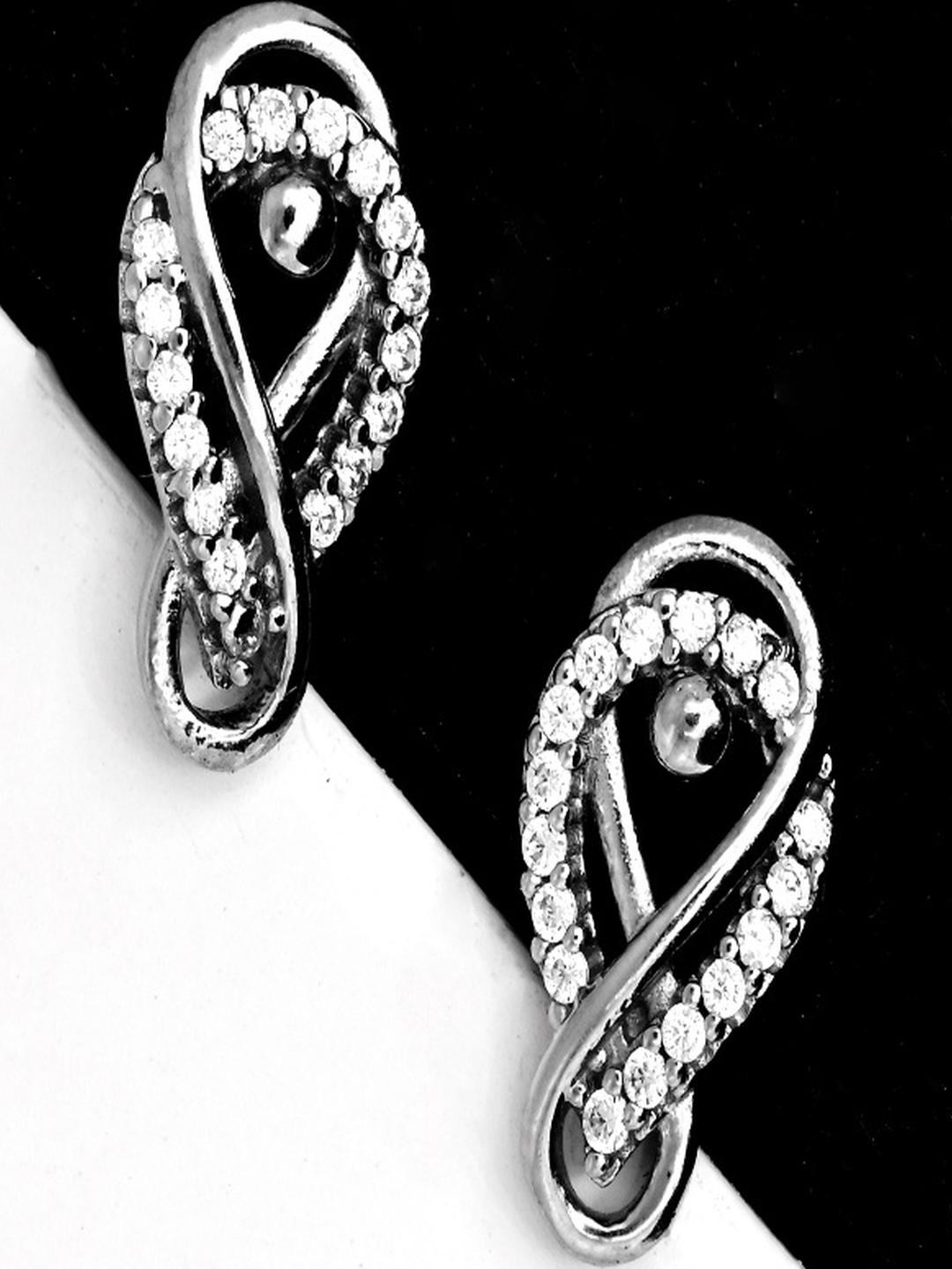 Vinayak Jewellers 925 Sterling Silver The Serenity Sparkle Silver Earrings