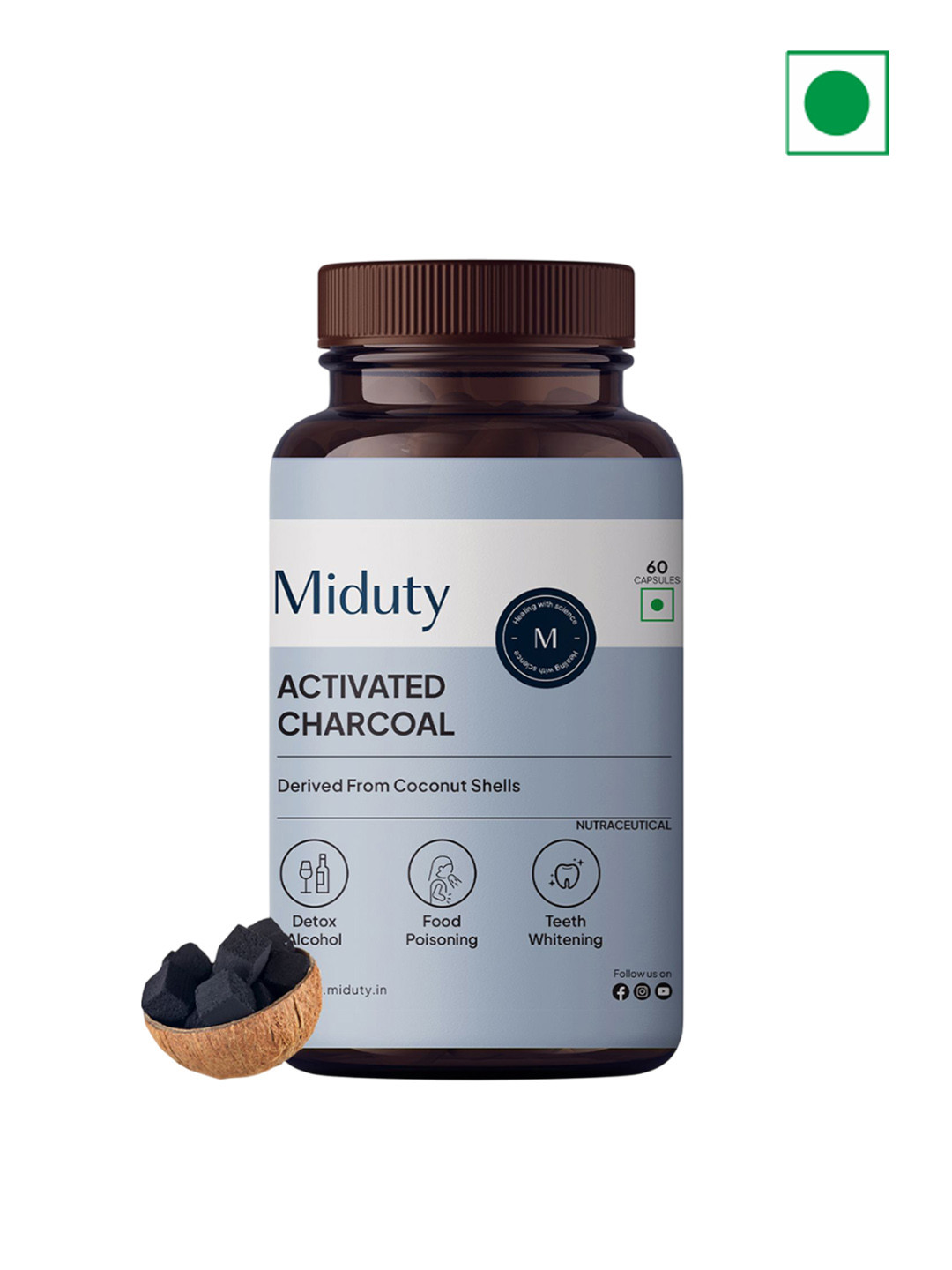 MIDUTY Activated Coconut Charcoal - 60 Capsule