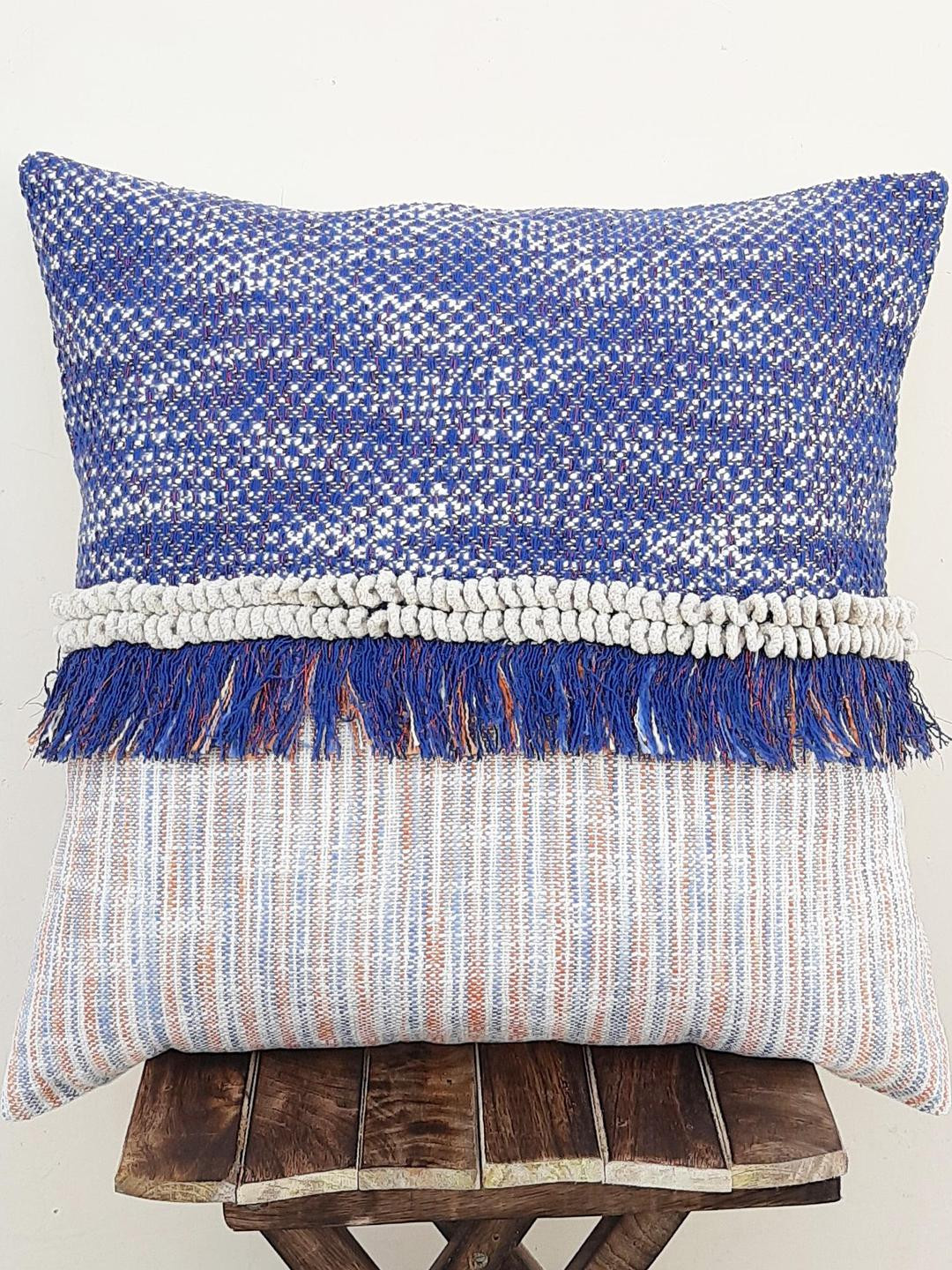 Indihomecraft Blue Abstract Square Cushion Covers