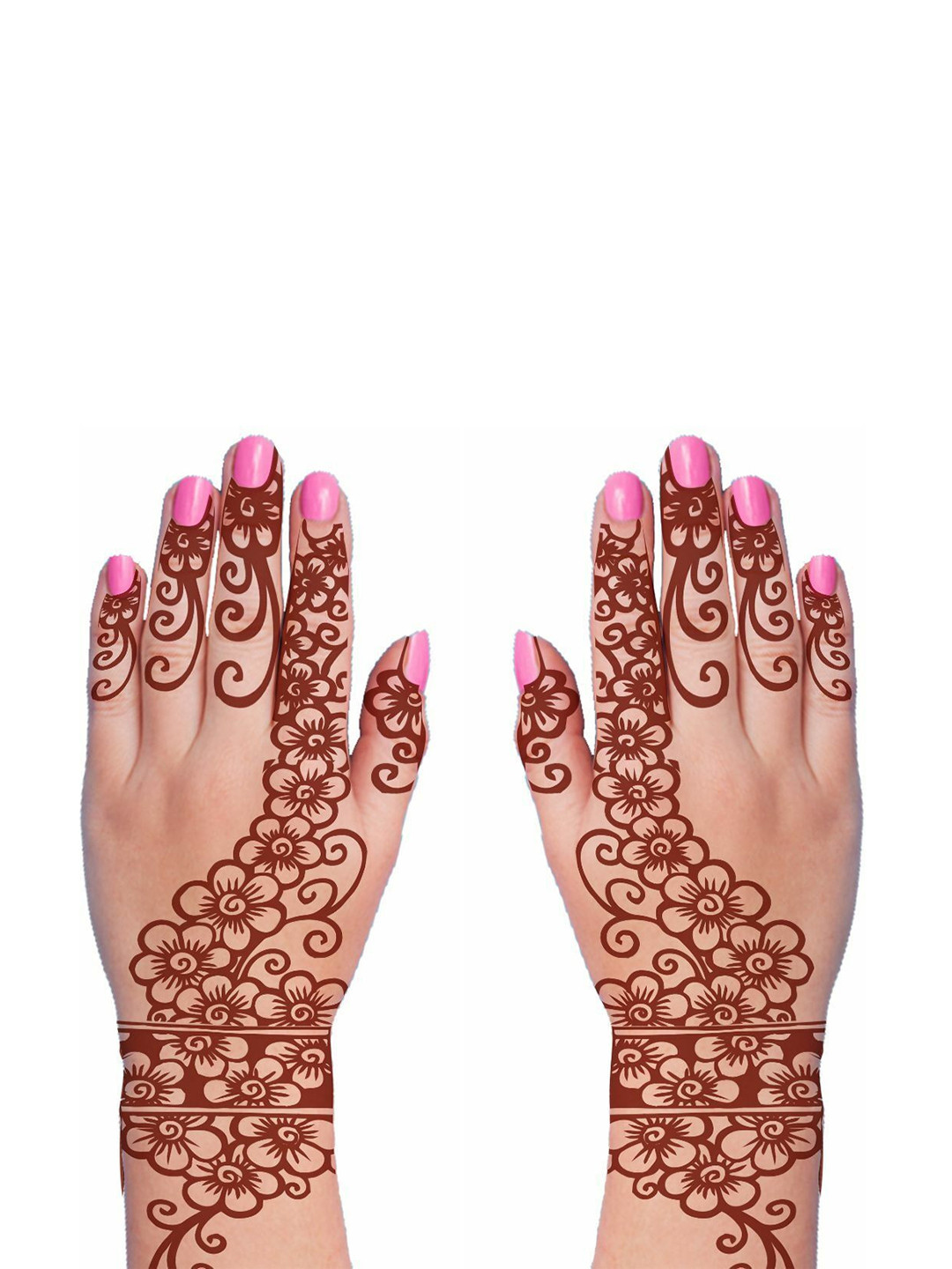 VOORKOMS Set Of 2 Mehndi Flower Mandala Full Hand Tattoo Temporary Tattoo