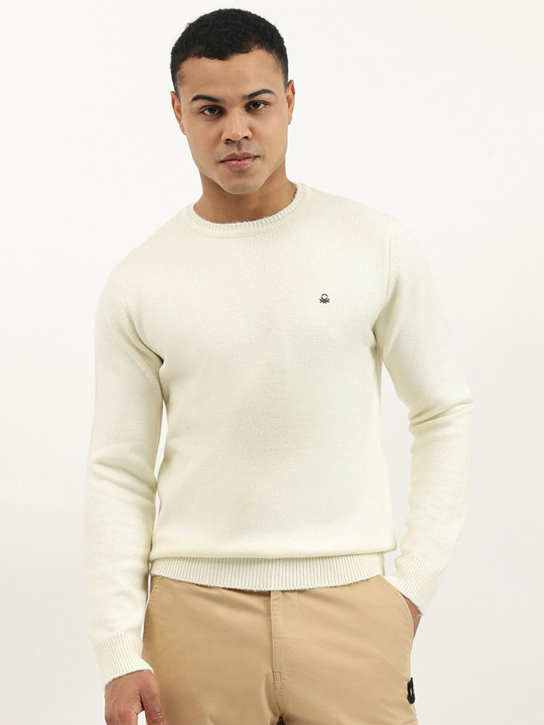 United Colors of Benetton Men Ribbed Crew Neck Sweater
