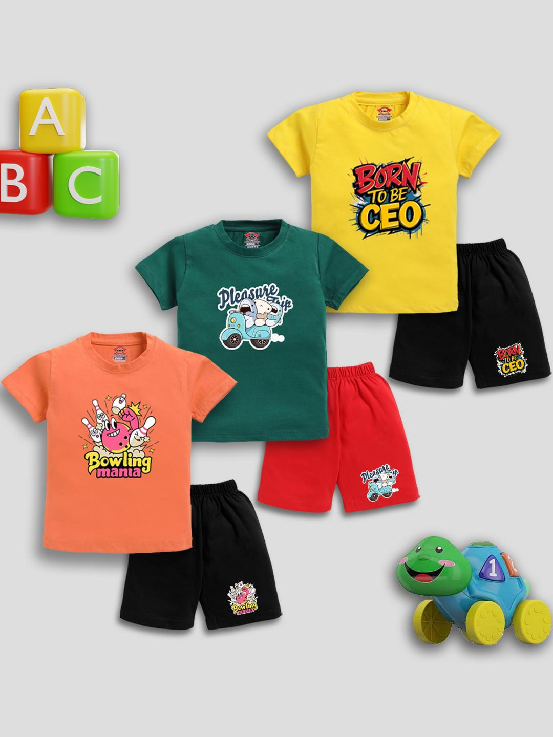 LITTLE FIGHTER Boys Printed T-shirt With Shorts