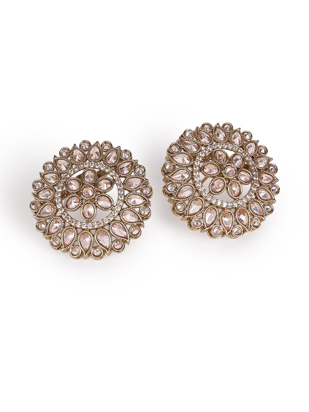 SALONI FASHION JEWELLERY Silver-Plated Brass American Diamond Studs