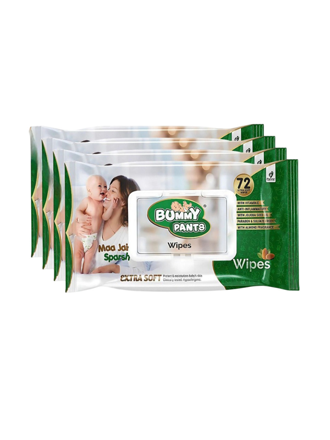 Bummy Pants Kids Set of 4 Moisturizing Baby Wipes - 72 Wipes Per Pack