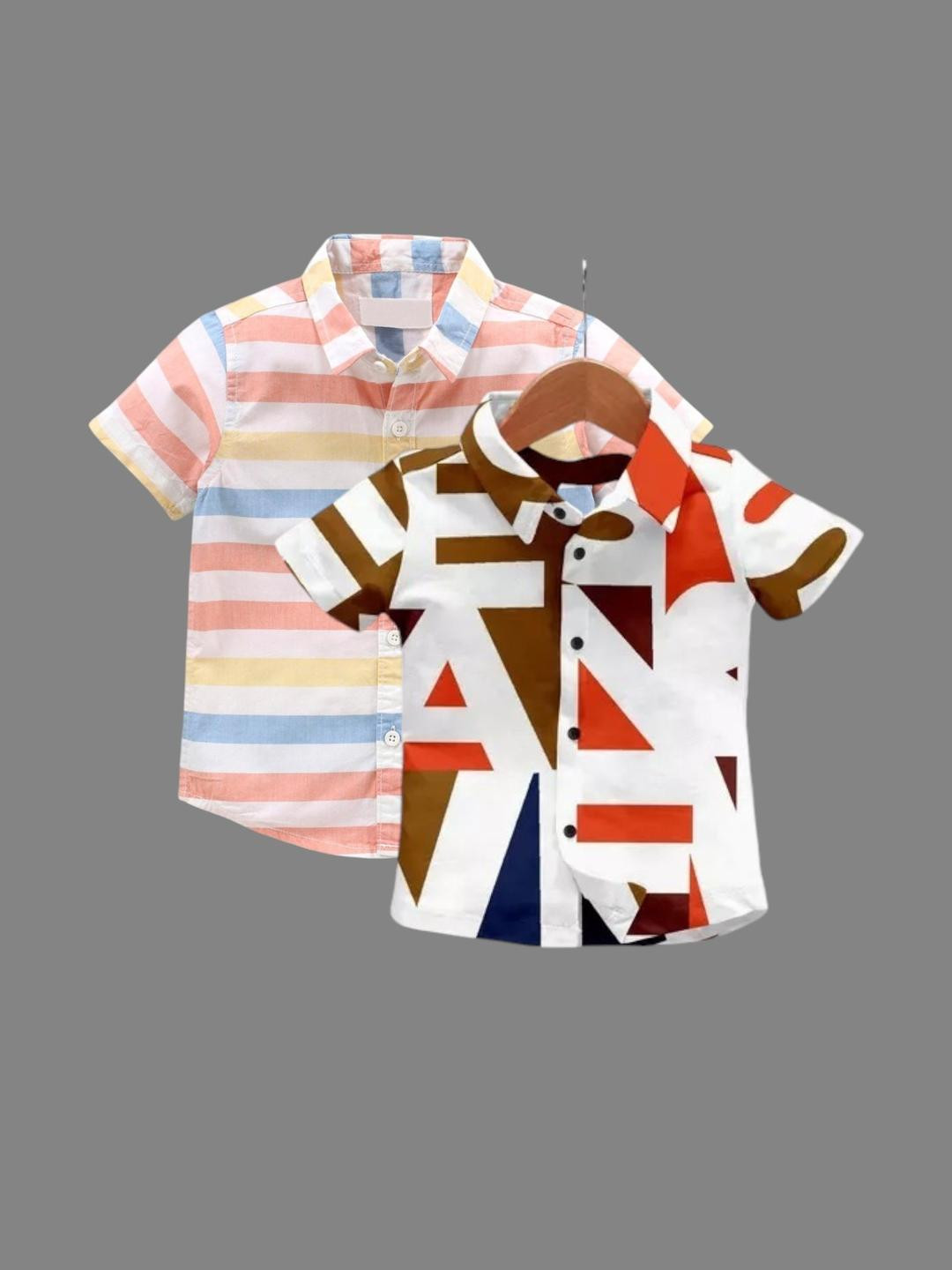 DUTT CREATION pack of 2 Boys Classic Floral Printed Formal Shirts