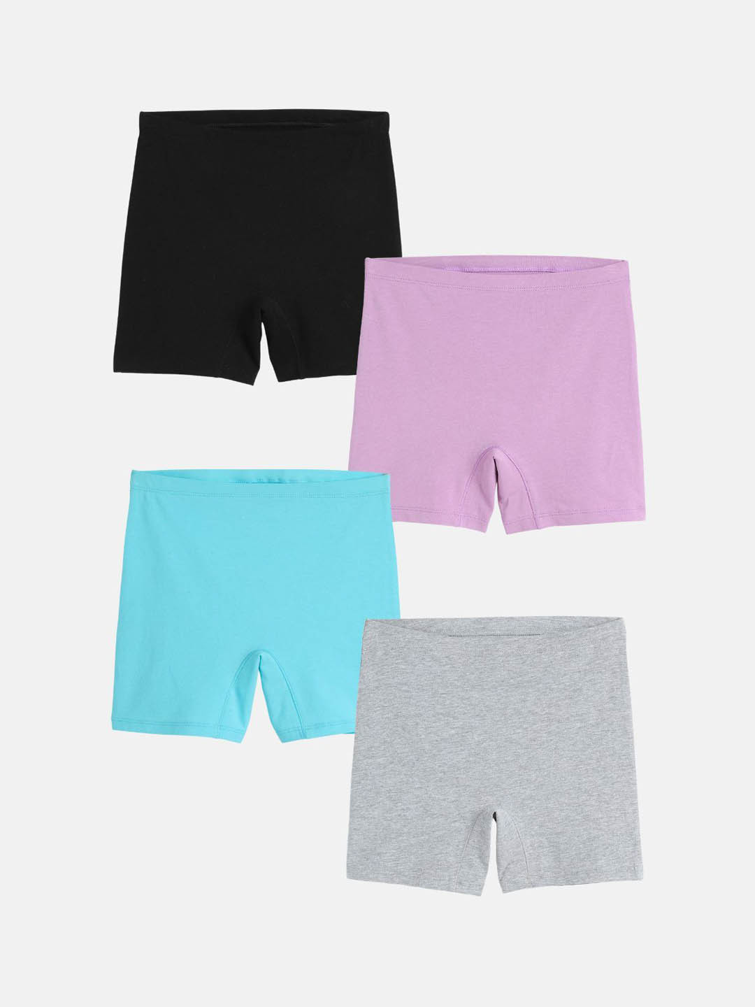 mackly Girls Pack of 4 Cotton Core Mid-Rise Shorts