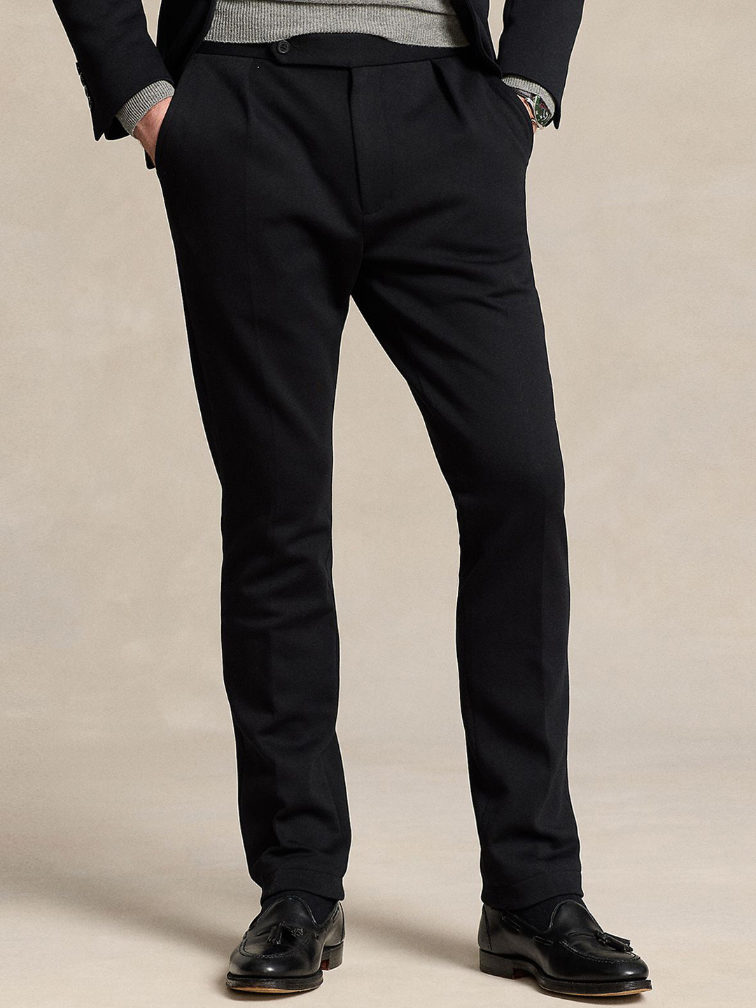 Polo Ralph Lauren Men Pleated Double-Knit Mid-Rise Trousers