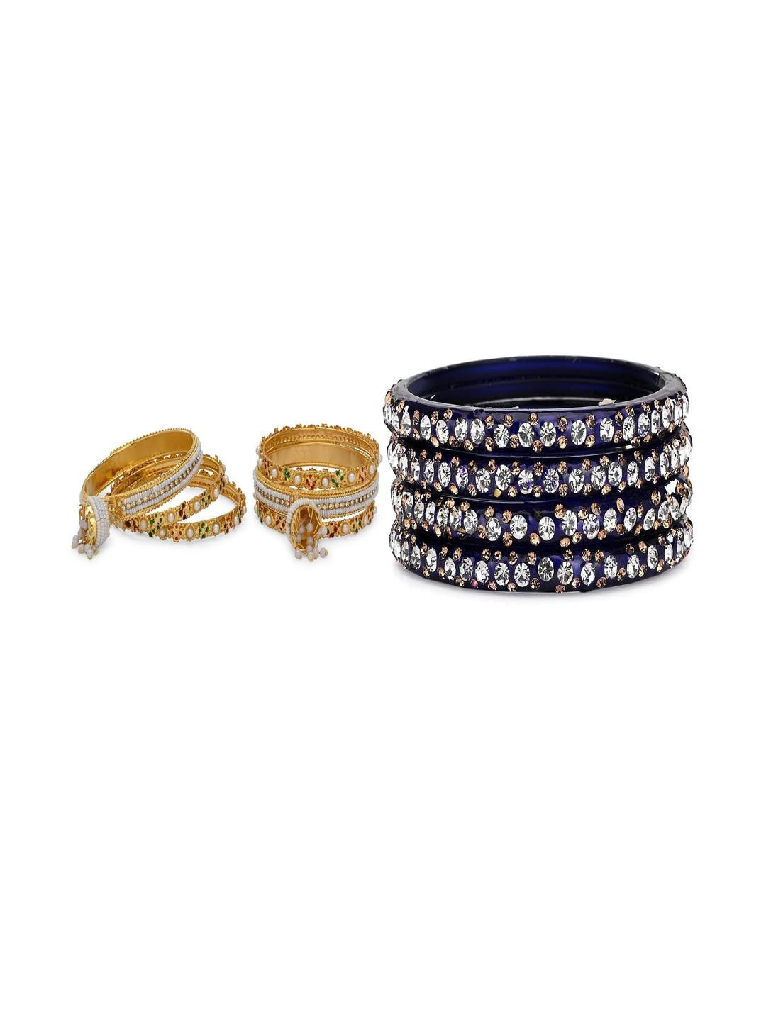 SOMIL Set Of 6 Gold and black Alloy Bangles