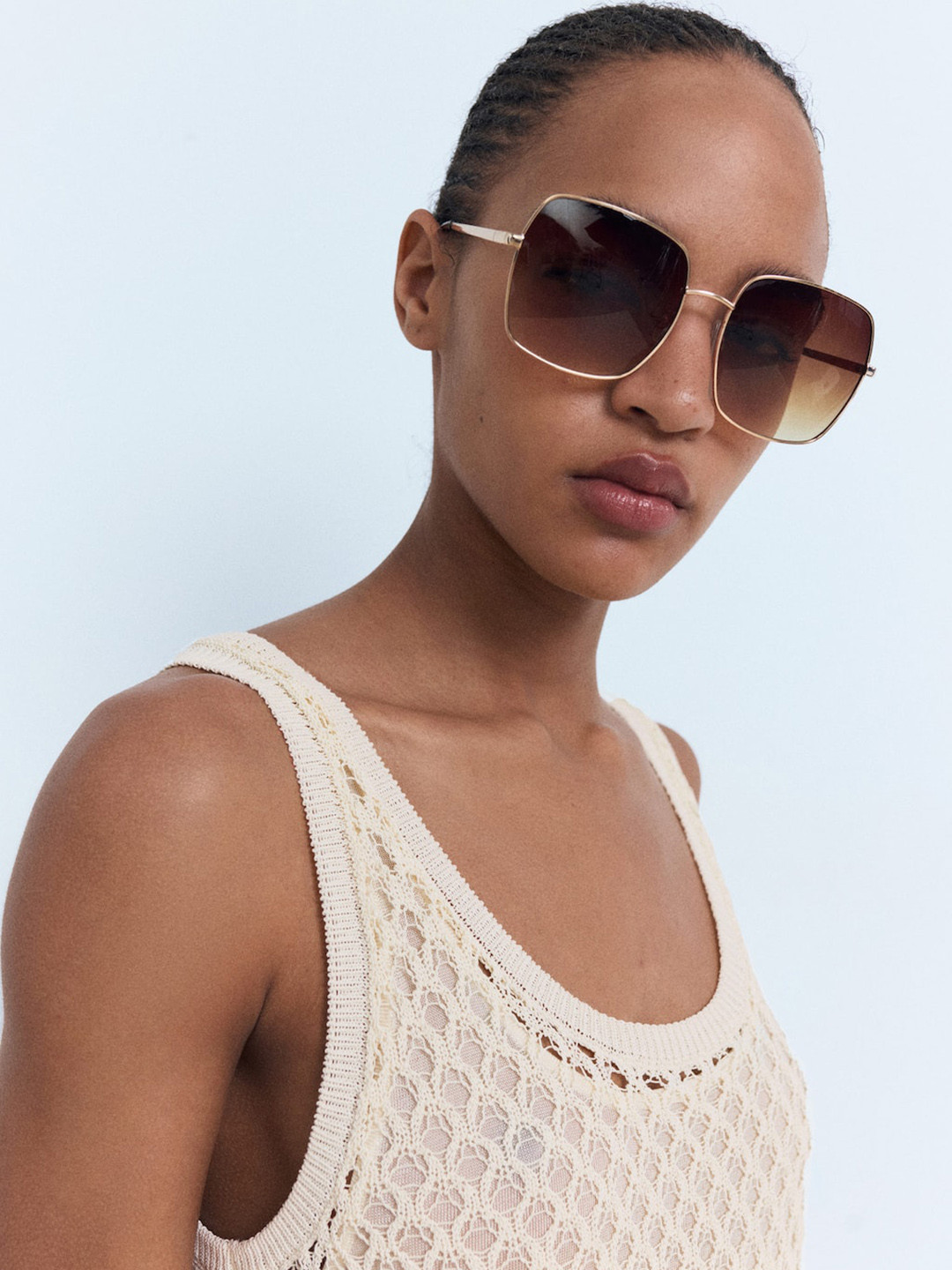 MANGO Sheer Crochet Tank Top