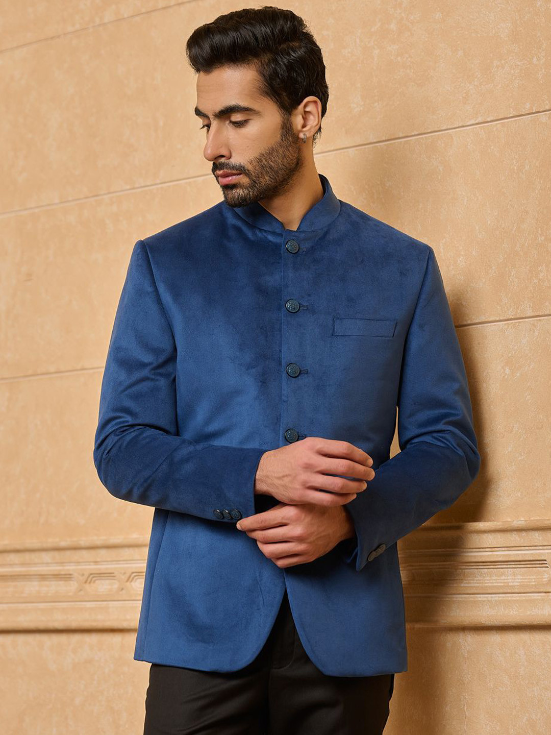 Tasva Mandarin Collar Neck Jodhpuri Bandhgala Blazer