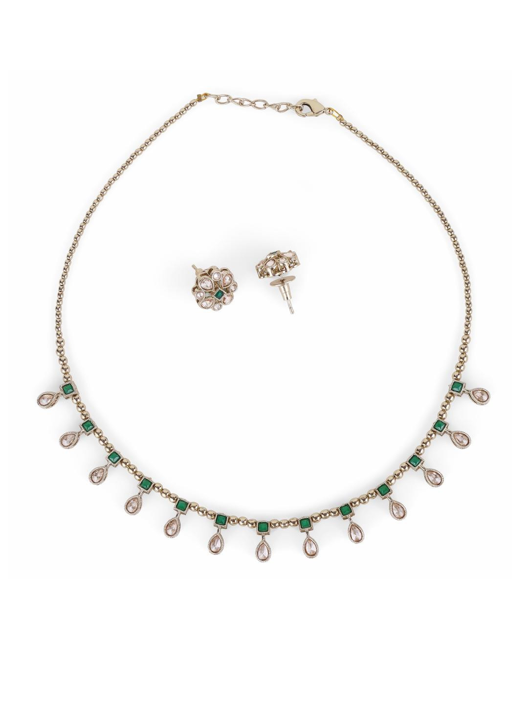 SALONI FASHION JEWELLERY Women Crystal Gold Plated Necklace Set