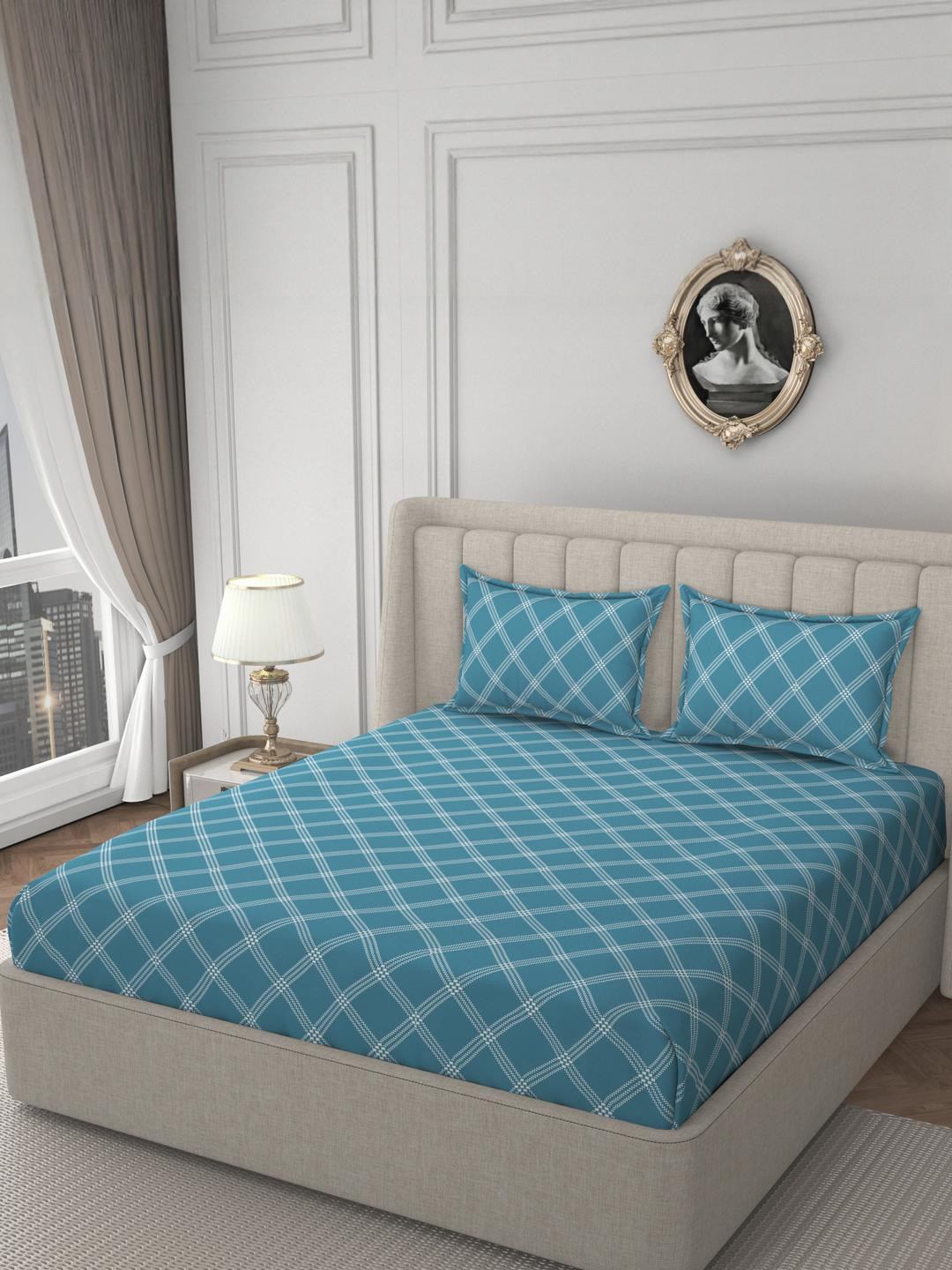 HIDECOR Super soft glace cotton printed Double bedsheet with 2 pillow cover