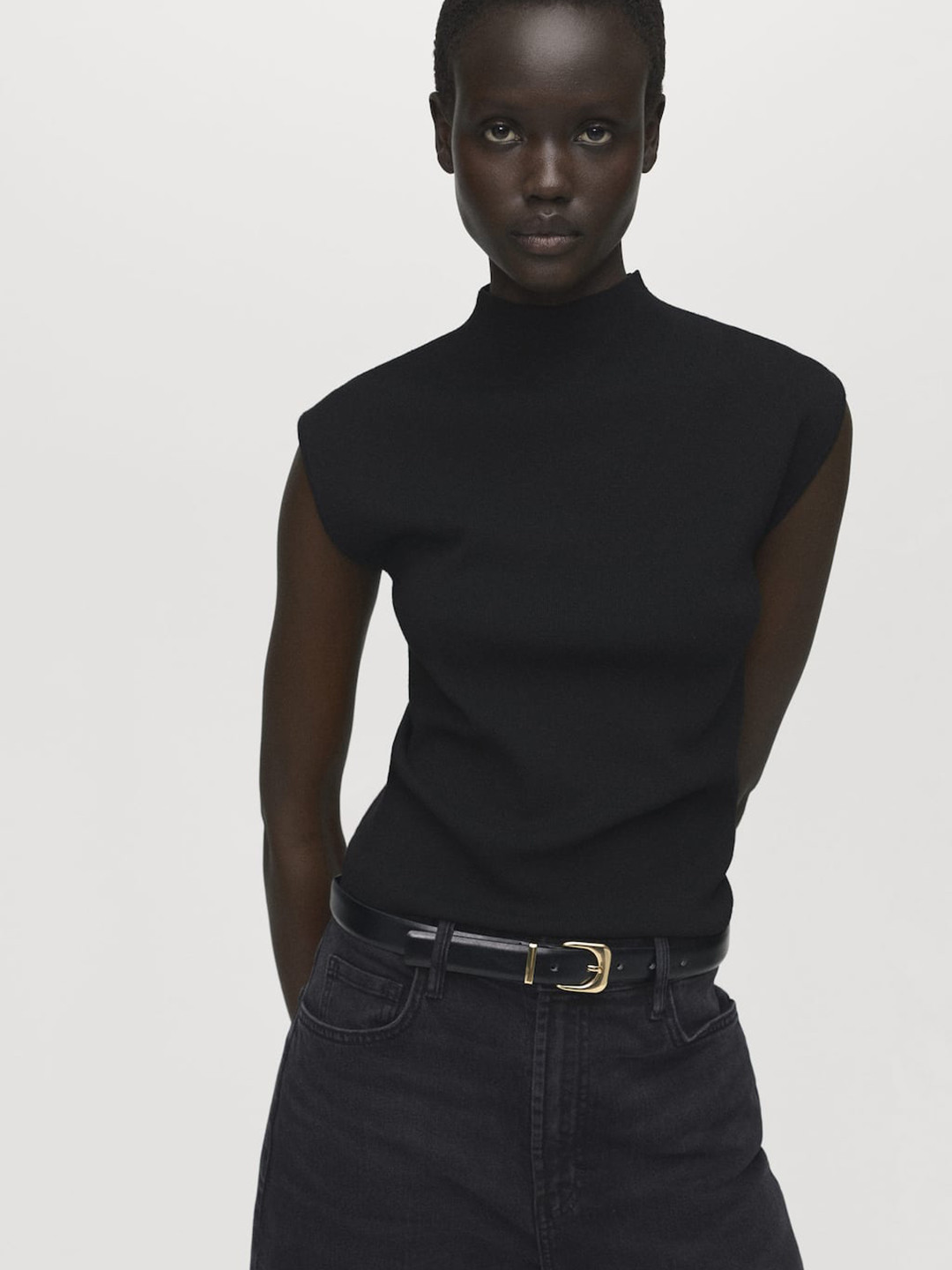 MANGO Ribbed Extended Sleeves Top
