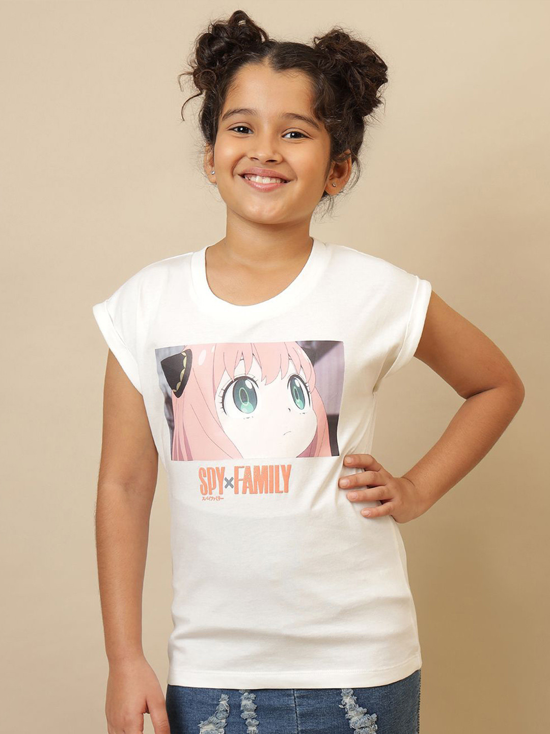 Kids Ville Girls Spy X Family Printed Regular Fit Tshirt