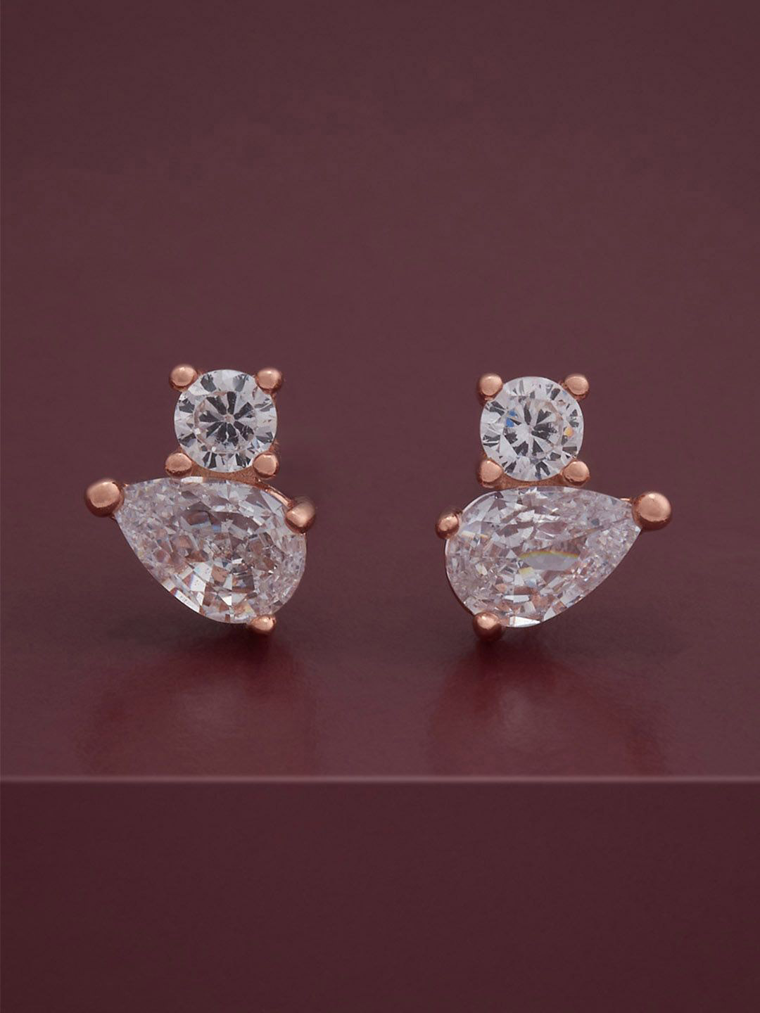 Kushal's Fashion Jewellery Rose Gold Plated 92.5  Silver CZ Party Studs Earrings