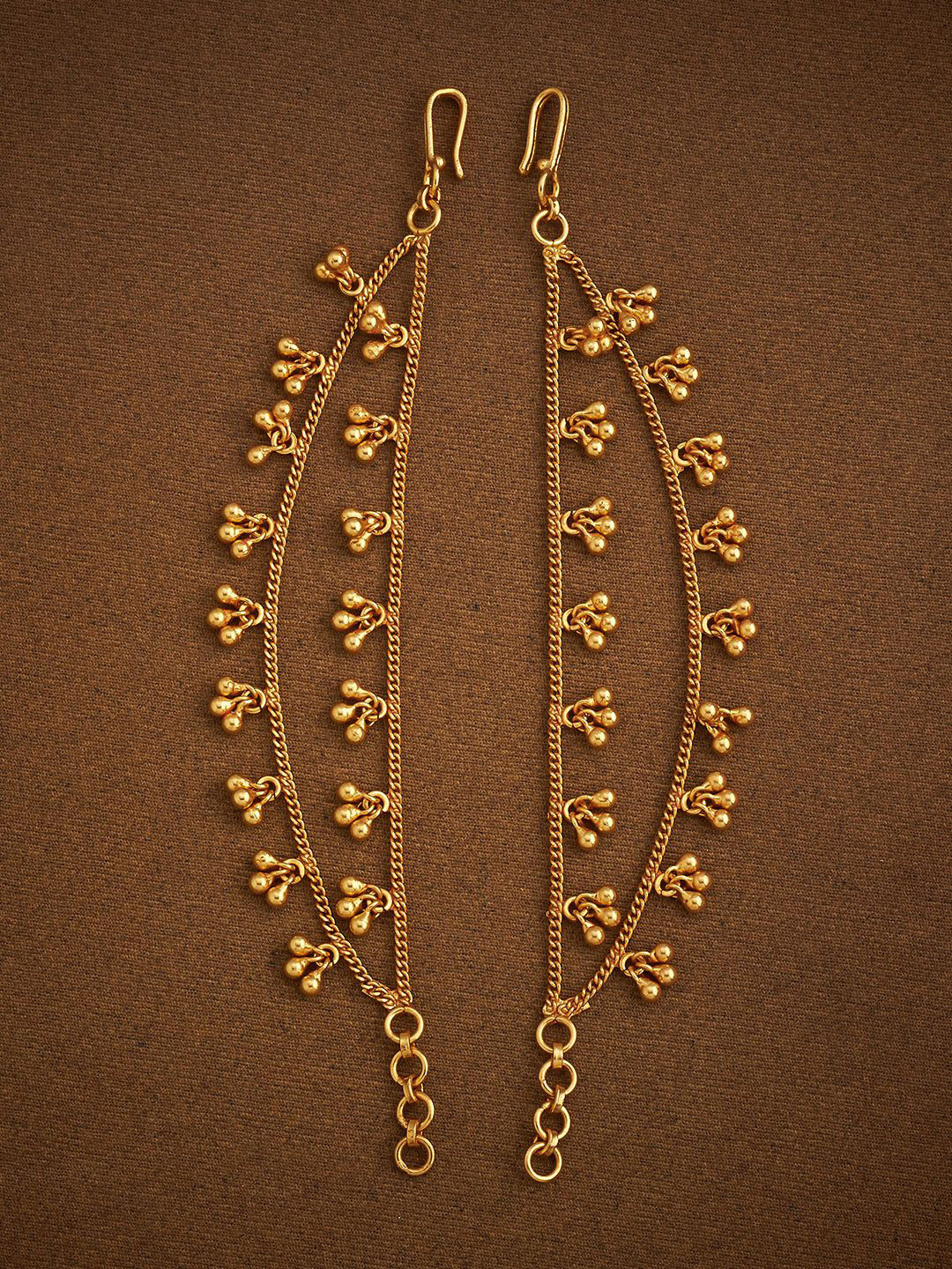 Kushal's Fashion Jewellery 92.5 Pure Silver Gold-Plated Ear Matil