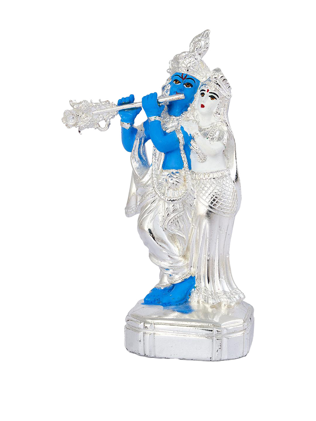 Kulin Resin Silver-Plated Krishna Idol Playing Flute