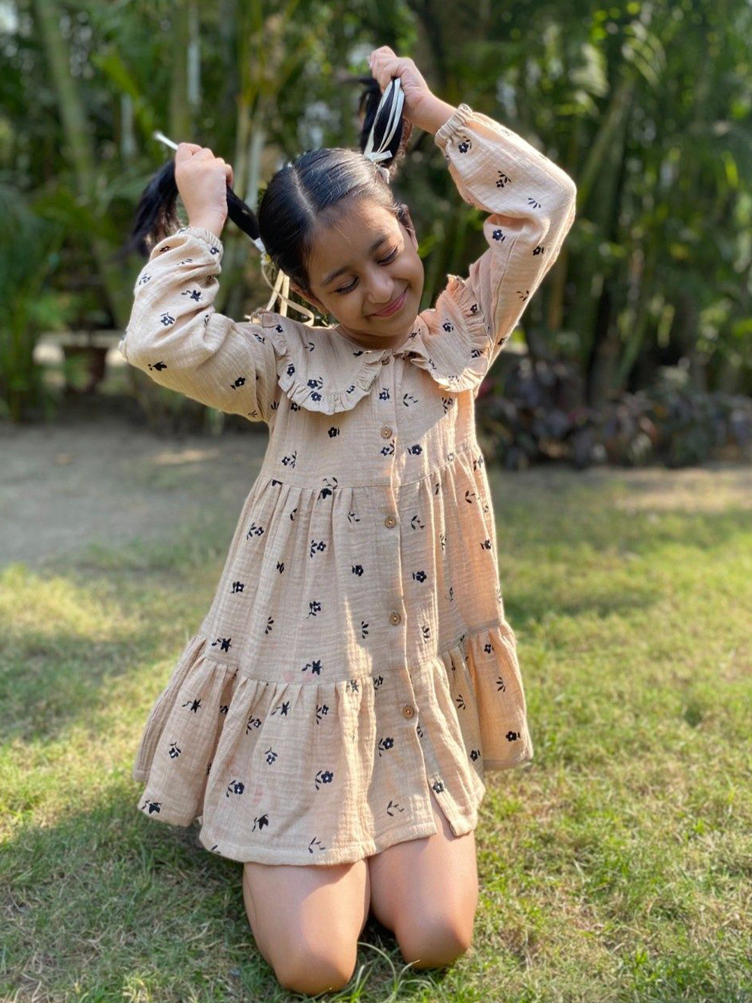 Koala Kidz Girls Peter Pan Collar Cotton Fit and Flare Mini Dress